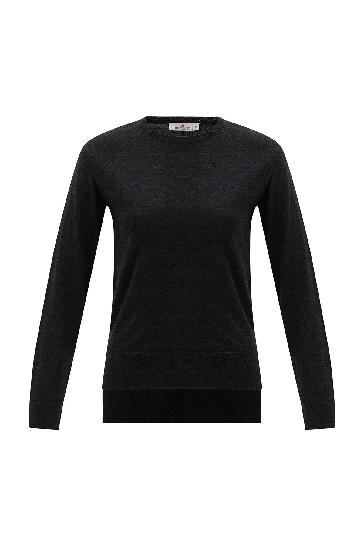 Peraluna VANESSA PULLOVER Merino Yünlü Yanları Yırtmaçlı Ince Kadın Triko Kazak Antrasit Melanj