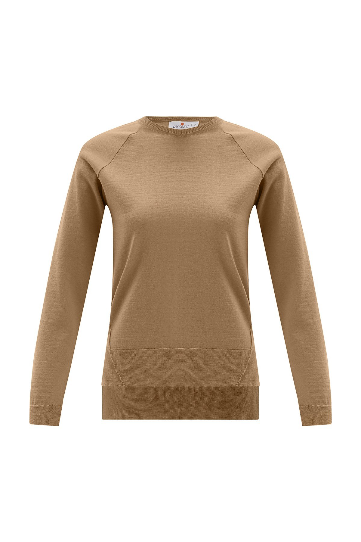 Peraluna VANESSA PULLOVER Merino Yünlü Yanları Yırtmaçlı Ince Kadın Triko Kazak Camel Melanj