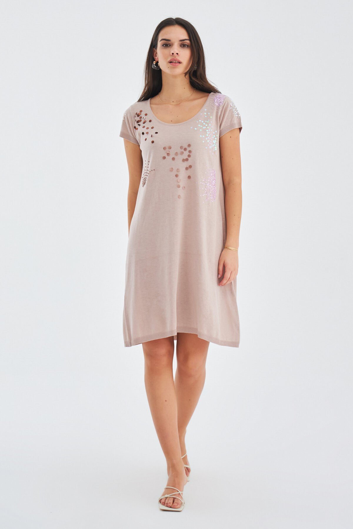 Peraluna Summer Beading Fine Dress - Beige