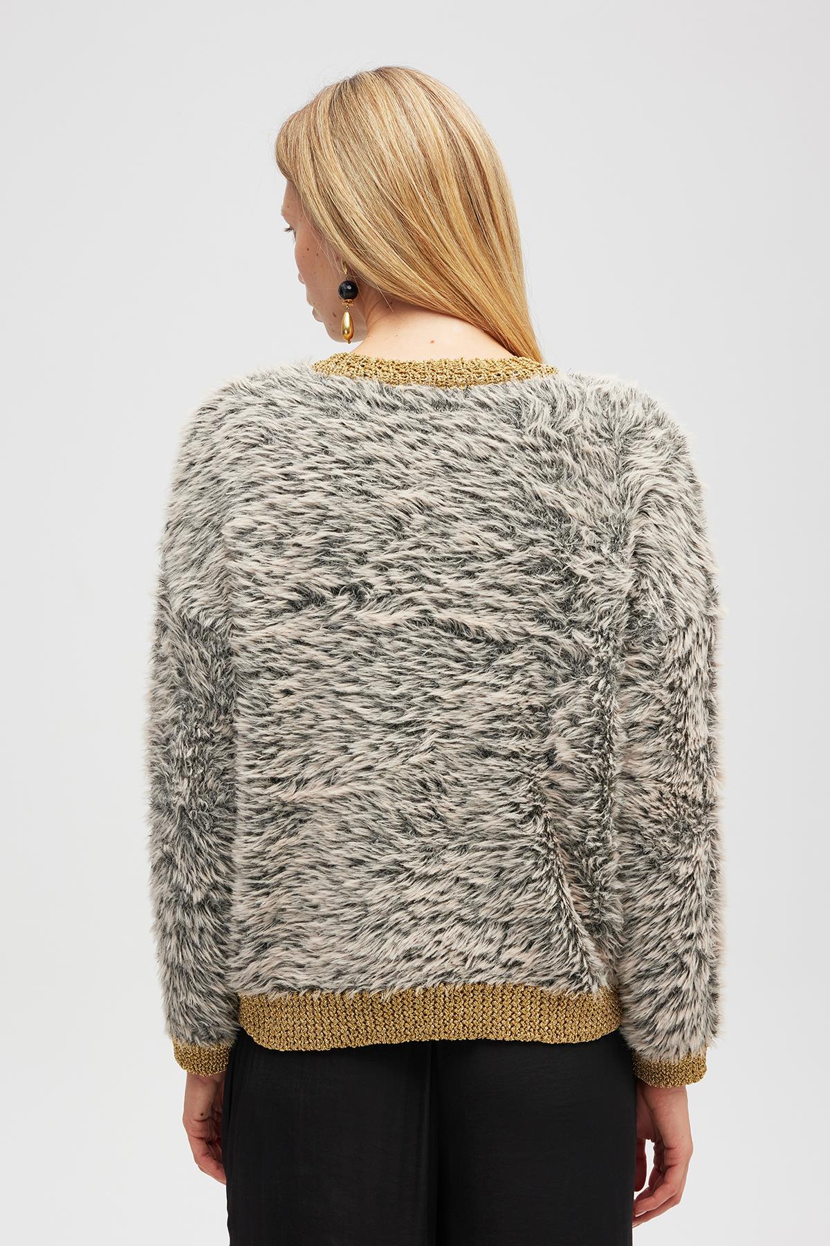 Peraluna Yoko Kadın Triko Hırka - Bej Melanj