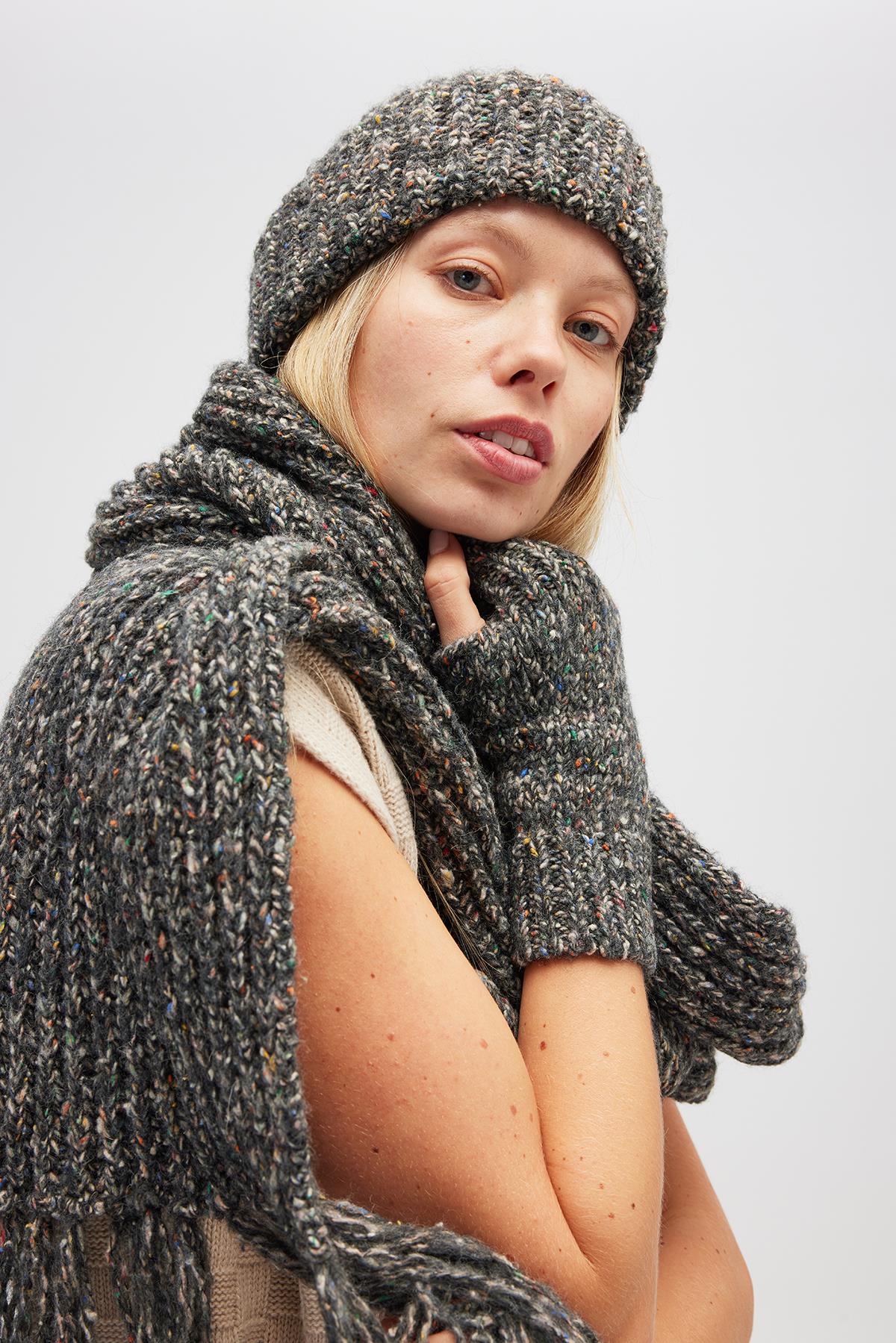 Peraluna Yumuşak Dokulu Unisex Bere - Antrasit Melanj