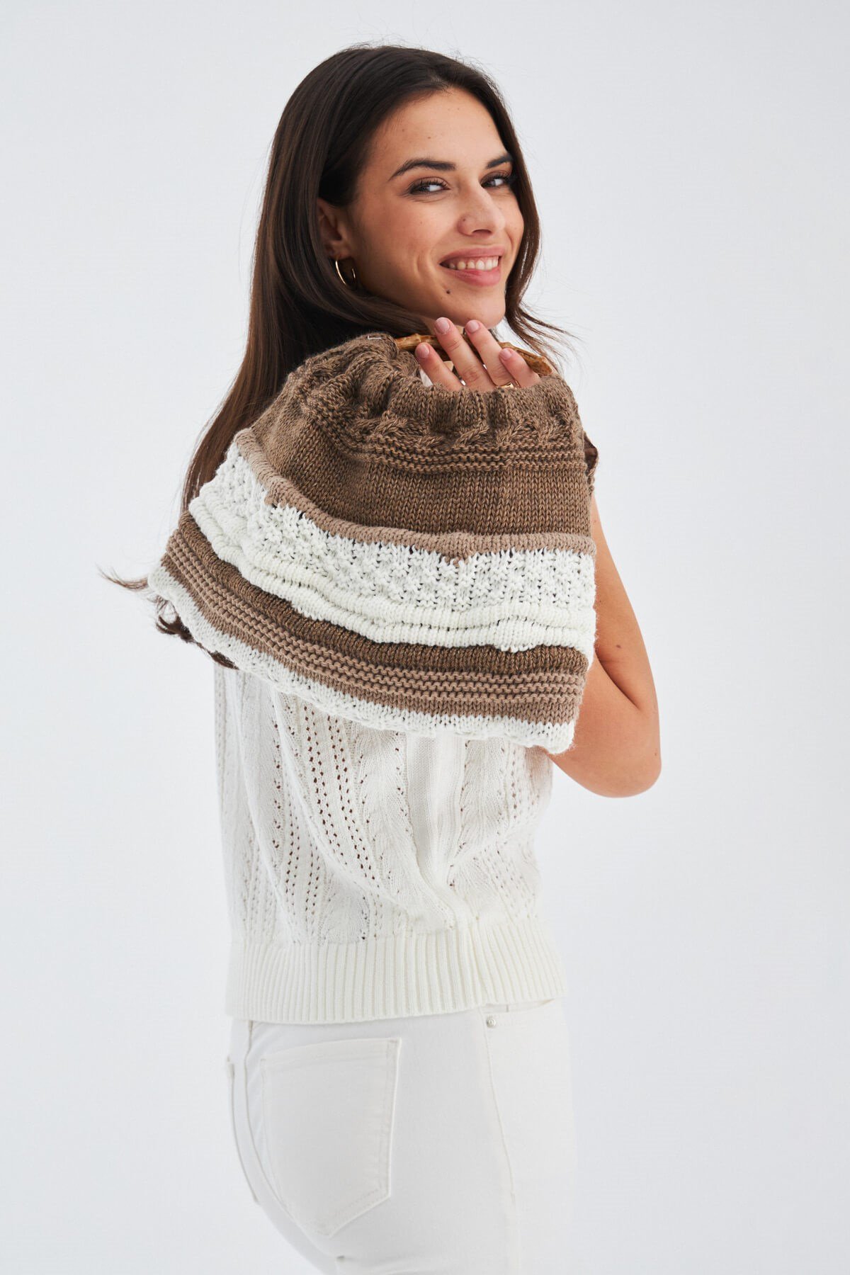 Peraluna JOI BAG Round Handle Women's Knitwear Bag - Multicolor