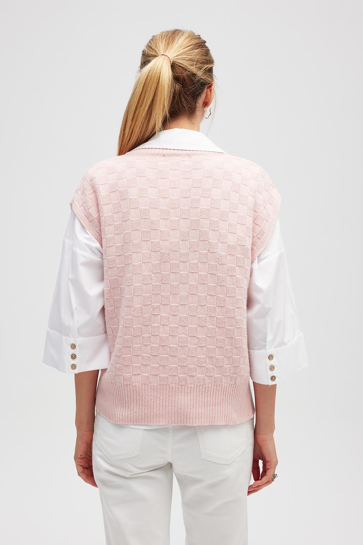 Peraluna Yvette Kadın Düğmeli Triko Yelek - Açık Pembe