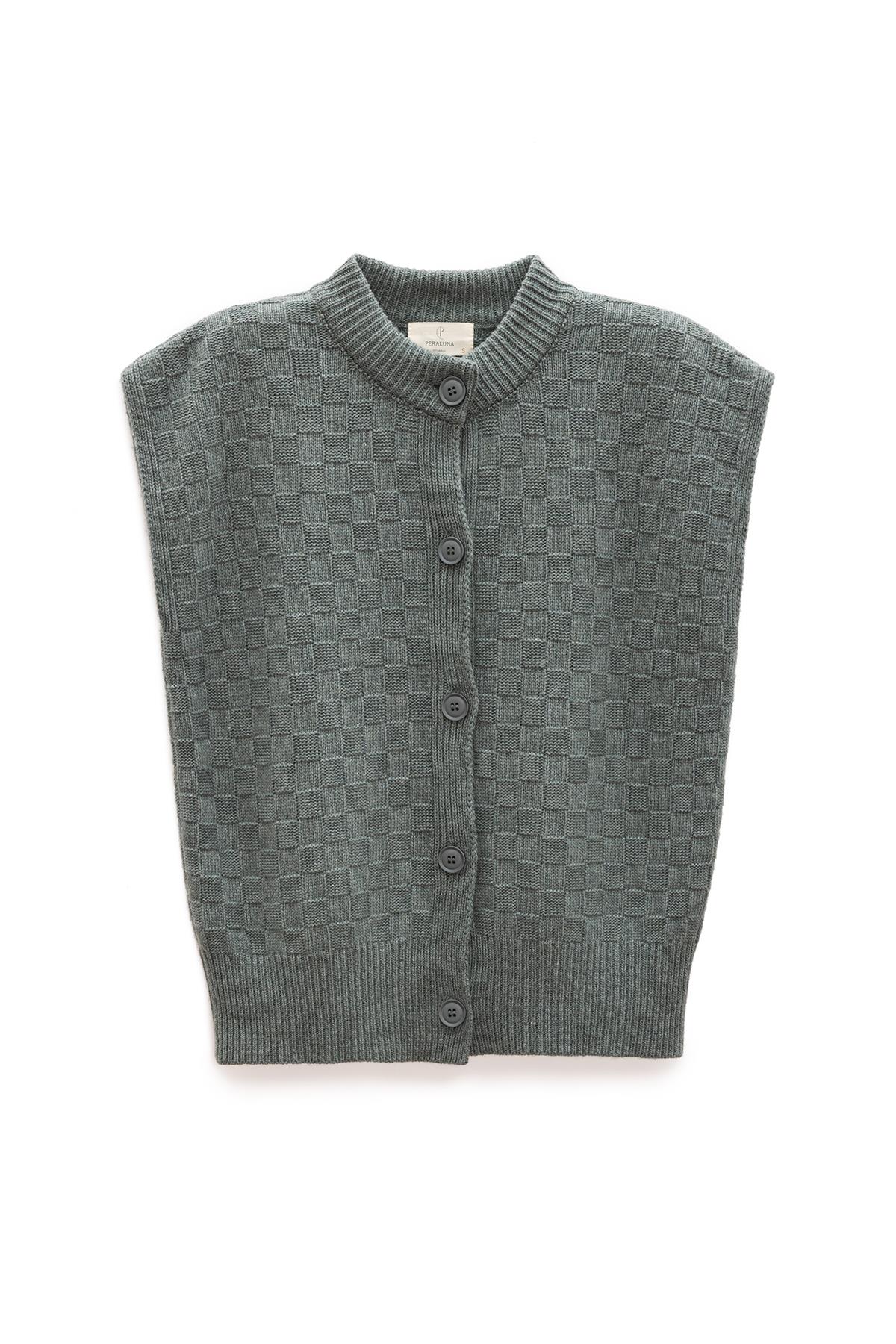 Peraluna Yvette Kadın Düğmeli Triko Yelek - Kaktüs Yeşili