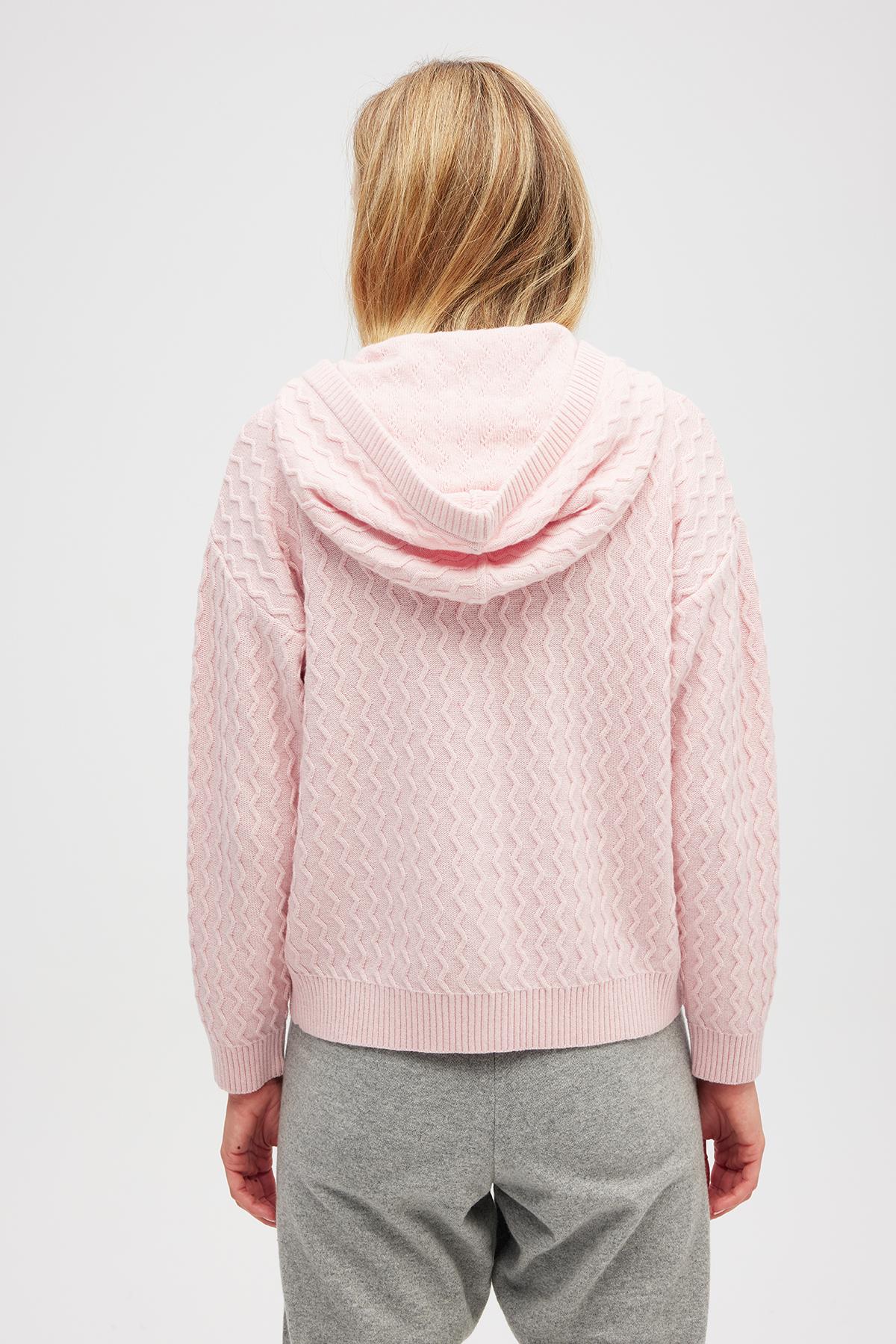 Peraluna Yvonne Kapüşonlu Cepli Triko Hırka - Açık Pembe