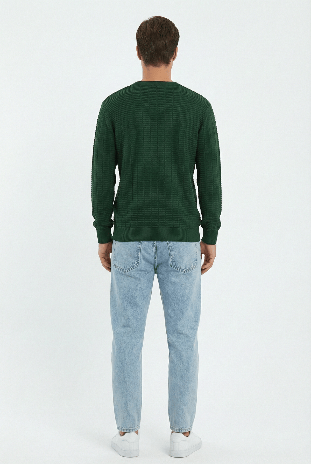 Peraluna ZACHA 'V Neck' NECK PULLOVER Three Dimensional Striped Seasonal Men's Knit Sweater - Green