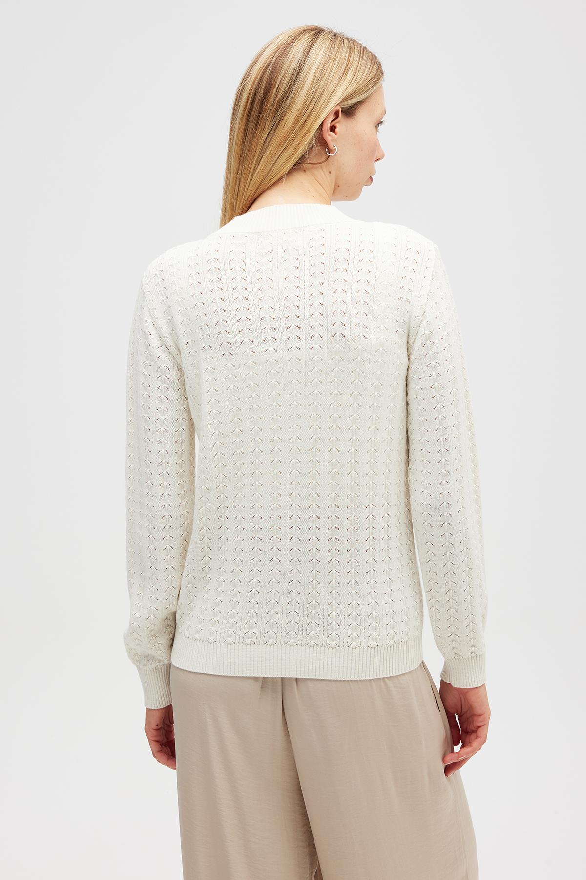 Peraluna Zoey Mini Kabartma Örgülü Triko Hırka - Ekru