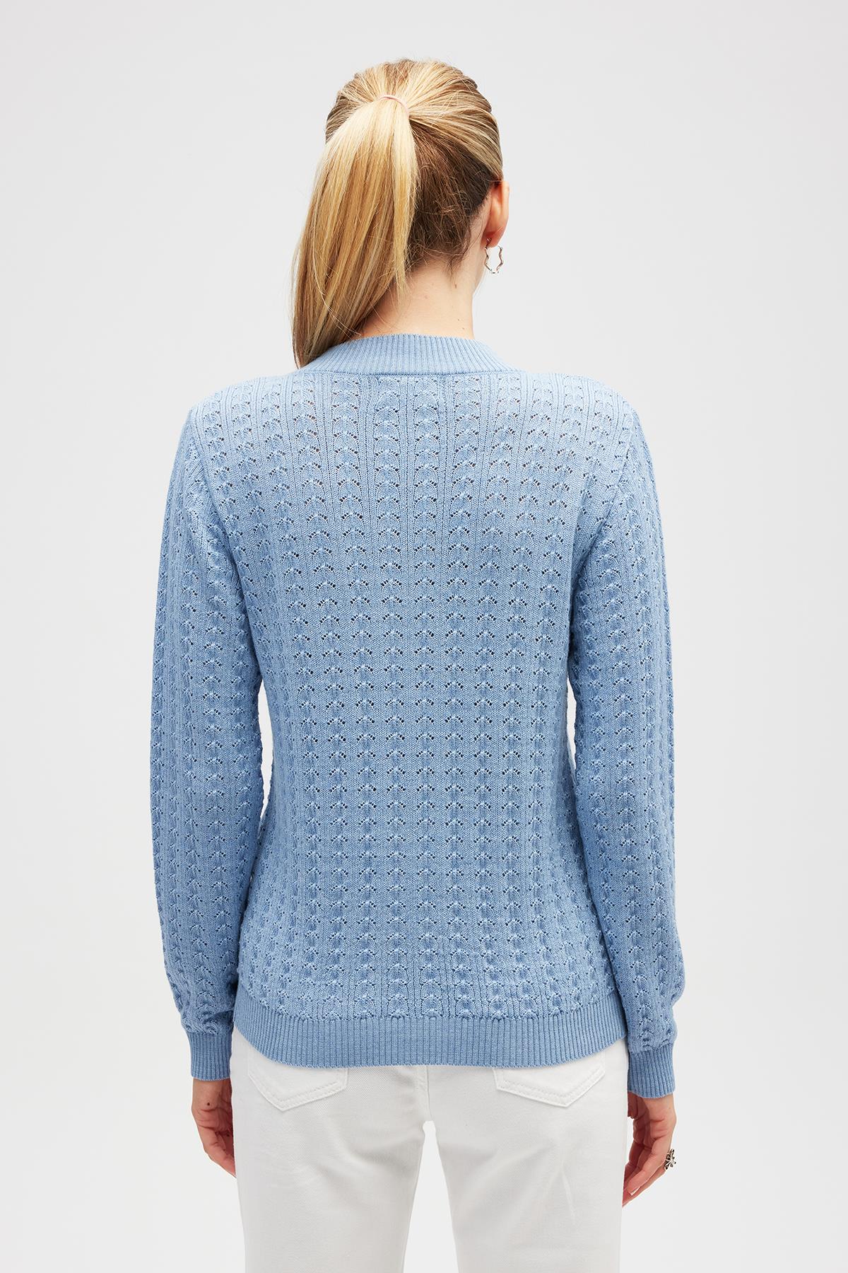 Peraluna Zoey Mini Kabartma Örgülü Triko Hırka - Açık Mavi