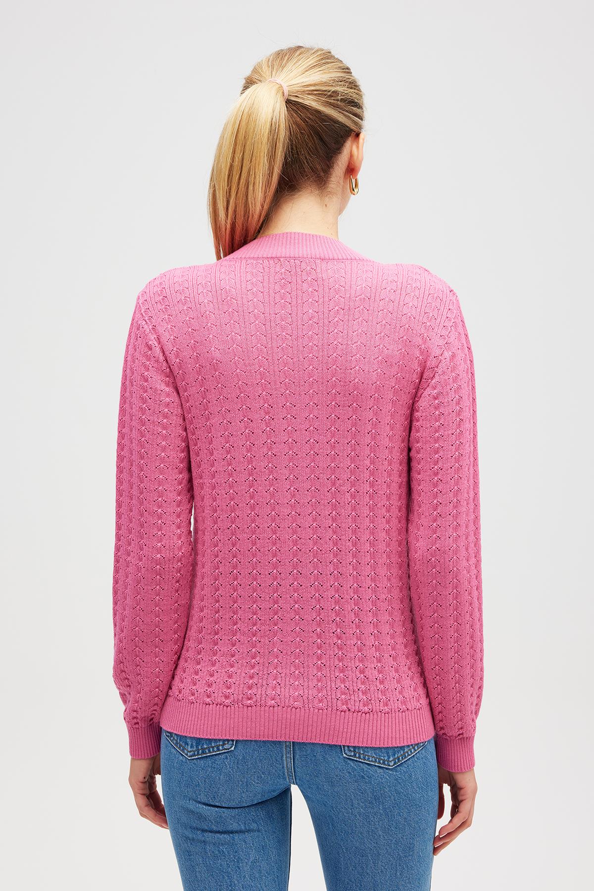 Peraluna Zoey Mini Kabartma Örgülü Triko Hırka - Şeker Pembe