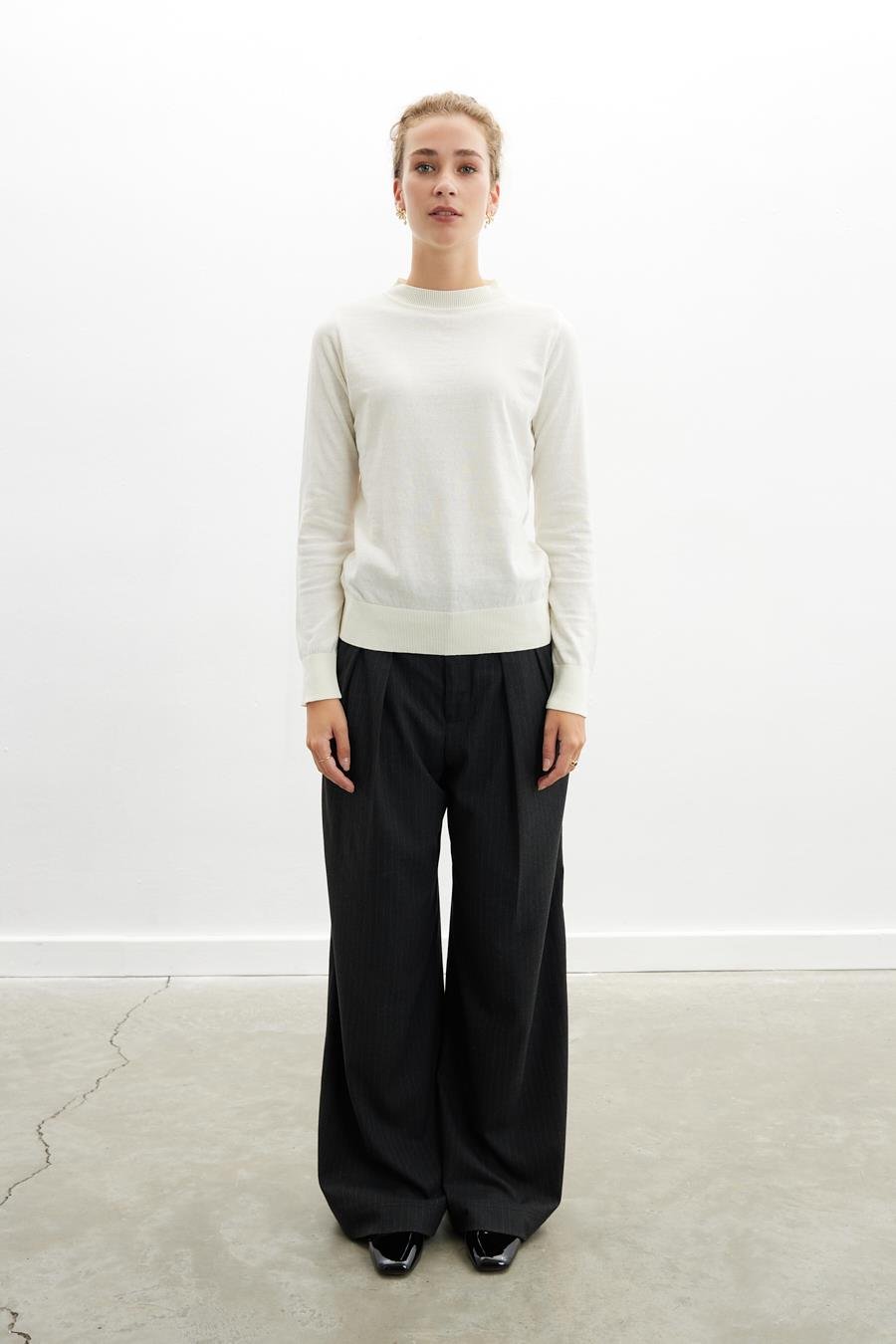 Styleboom X Peraluna CHELSEA PULLOVER Bisiklet Yaka Standart Kesim Kadın Triko Kazak - Ekru