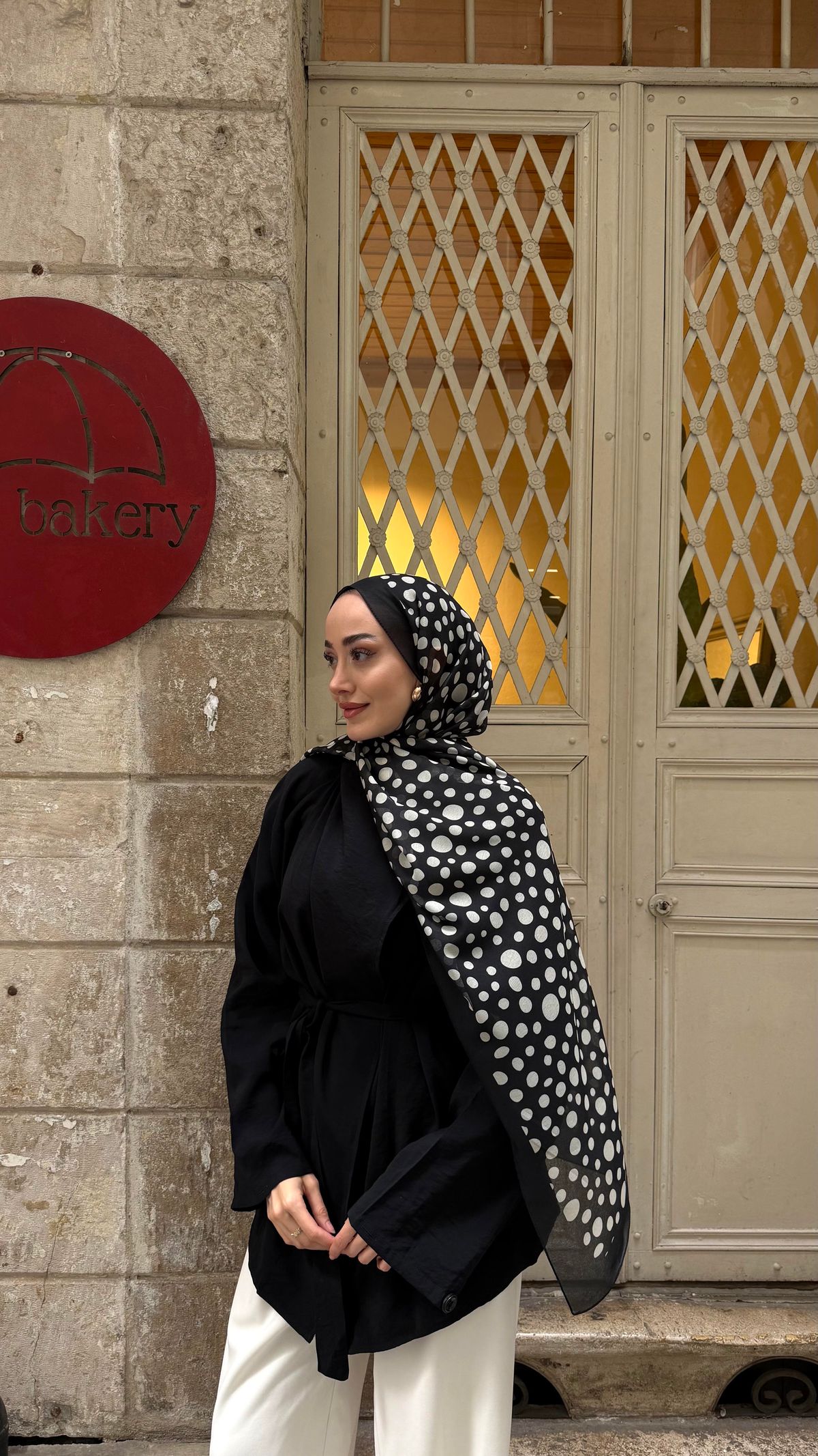 Damla Desen Fransız İpeği Şal Siyah
