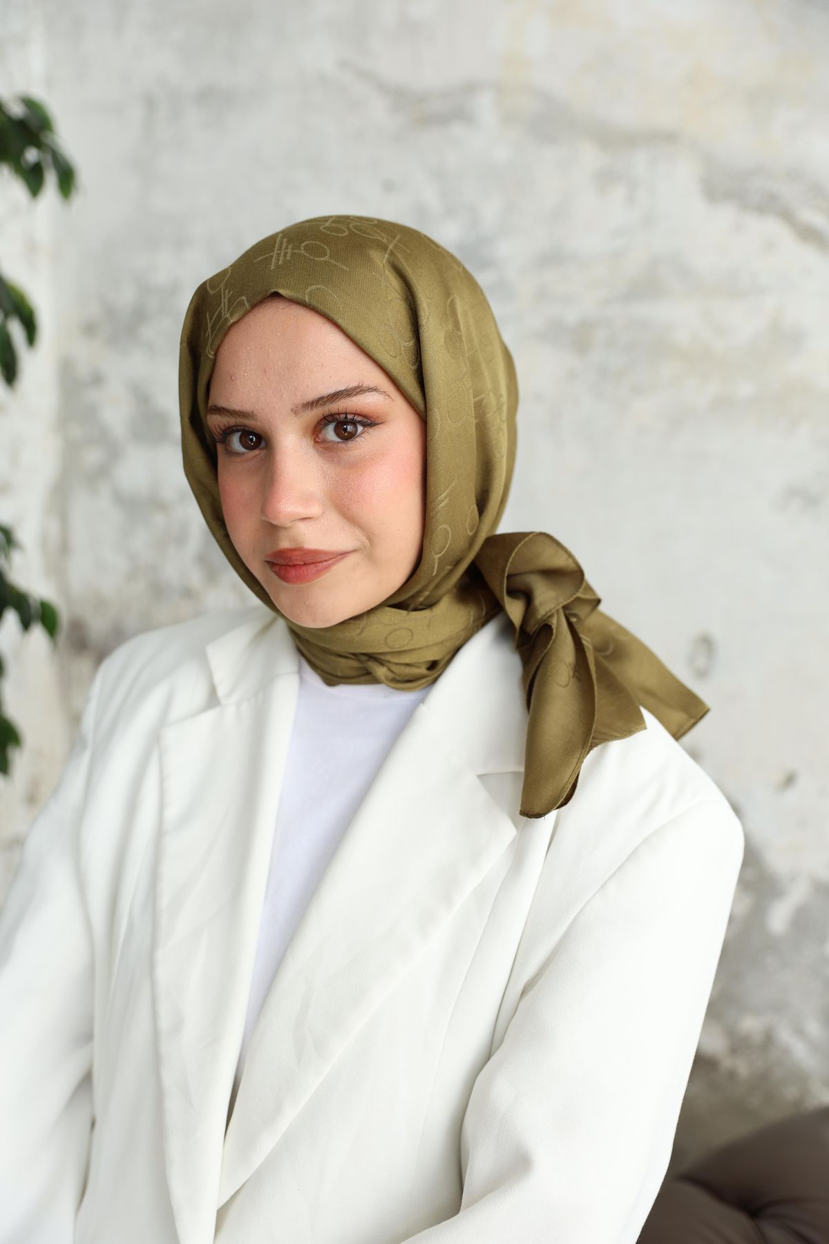 Döngü Desen Jakar Şal Haki