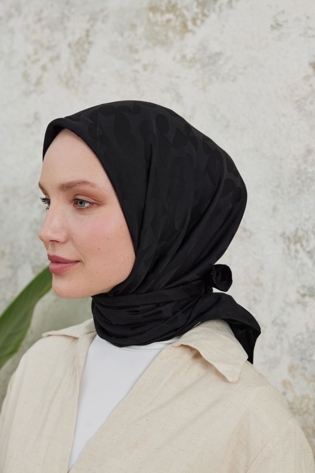 Perla Desen Jakar Eşarp Siyah