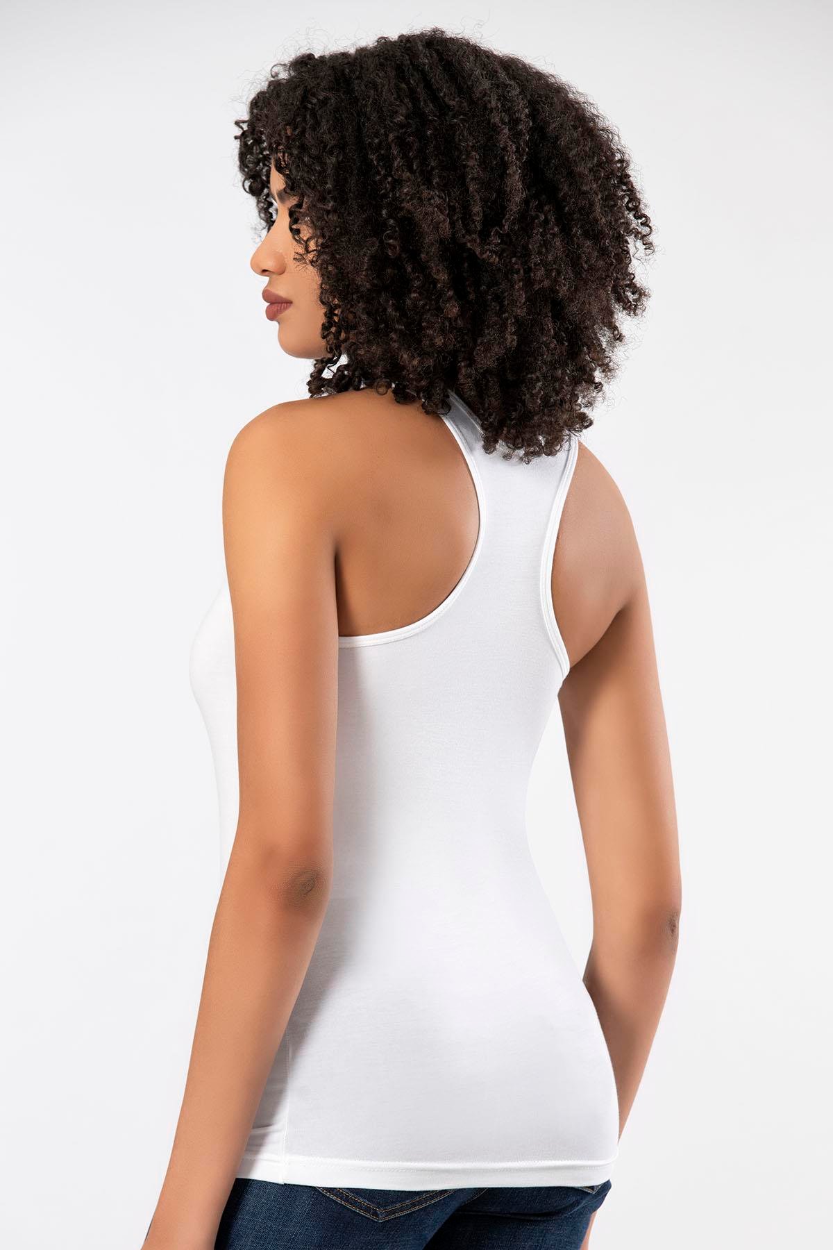 Weweus Beyaz Bayan Süper İnce Doğal Bambu Lüks Sporcu Atlet Tshirt Body  2313