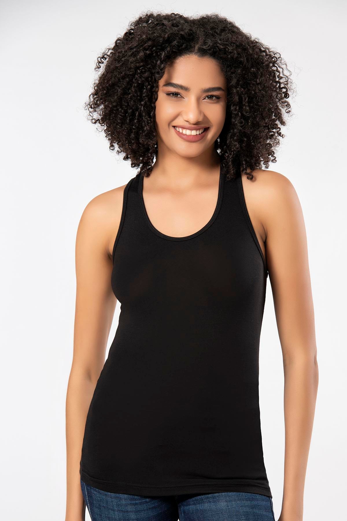 Weweus Siyah Bayan Süper İnce Doğal Bambu Lüks Sporcu Atlet Tshirt Body  2313