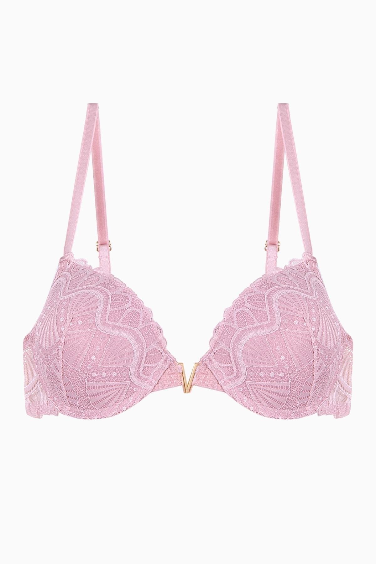 Anna Gold Detaylı Dantelli Sütyen - Push Up - 2568 - Pudra