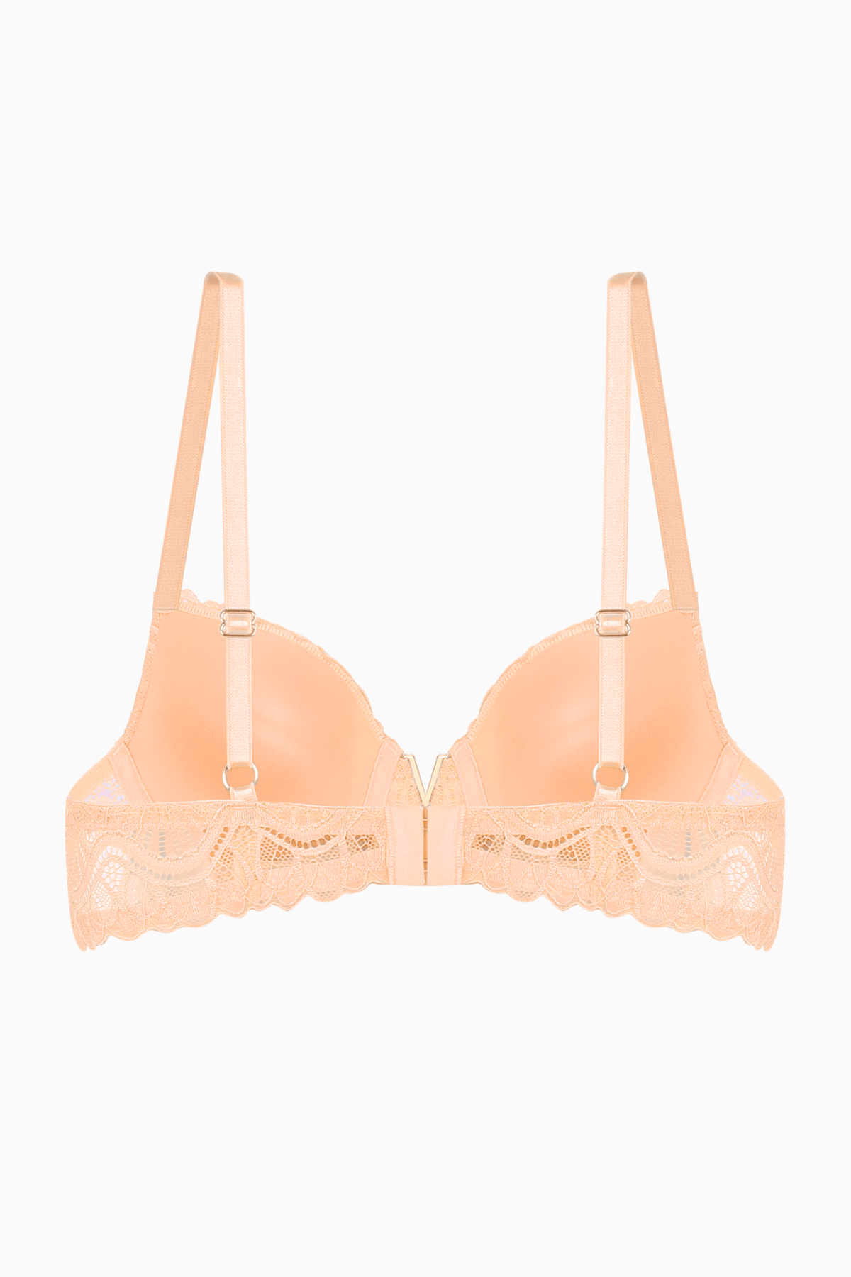 Anna Gold Detaylı Dantelli Sütyen - Push Up - 2568 - Kavuniçi