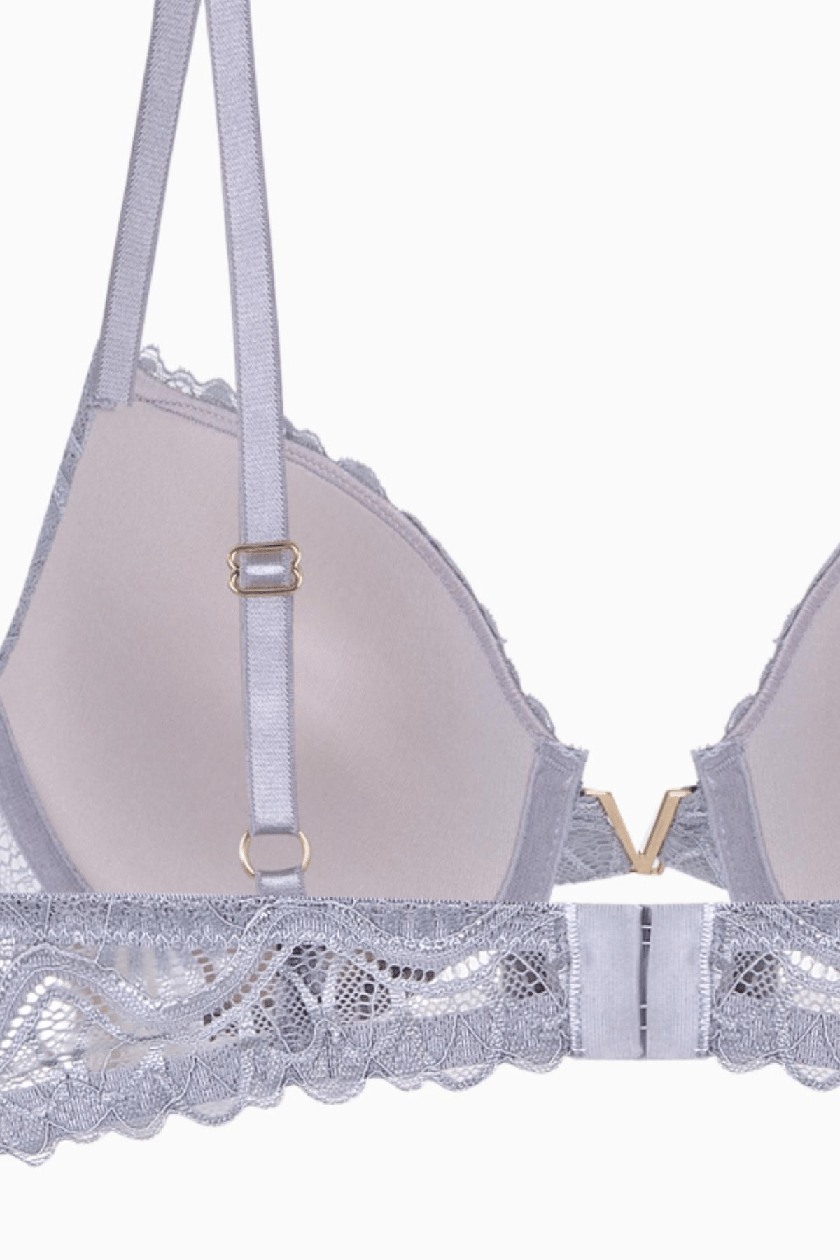 Anna Gold Detaylı Dantelli Sütyen - Push Up - 2568 - Gri