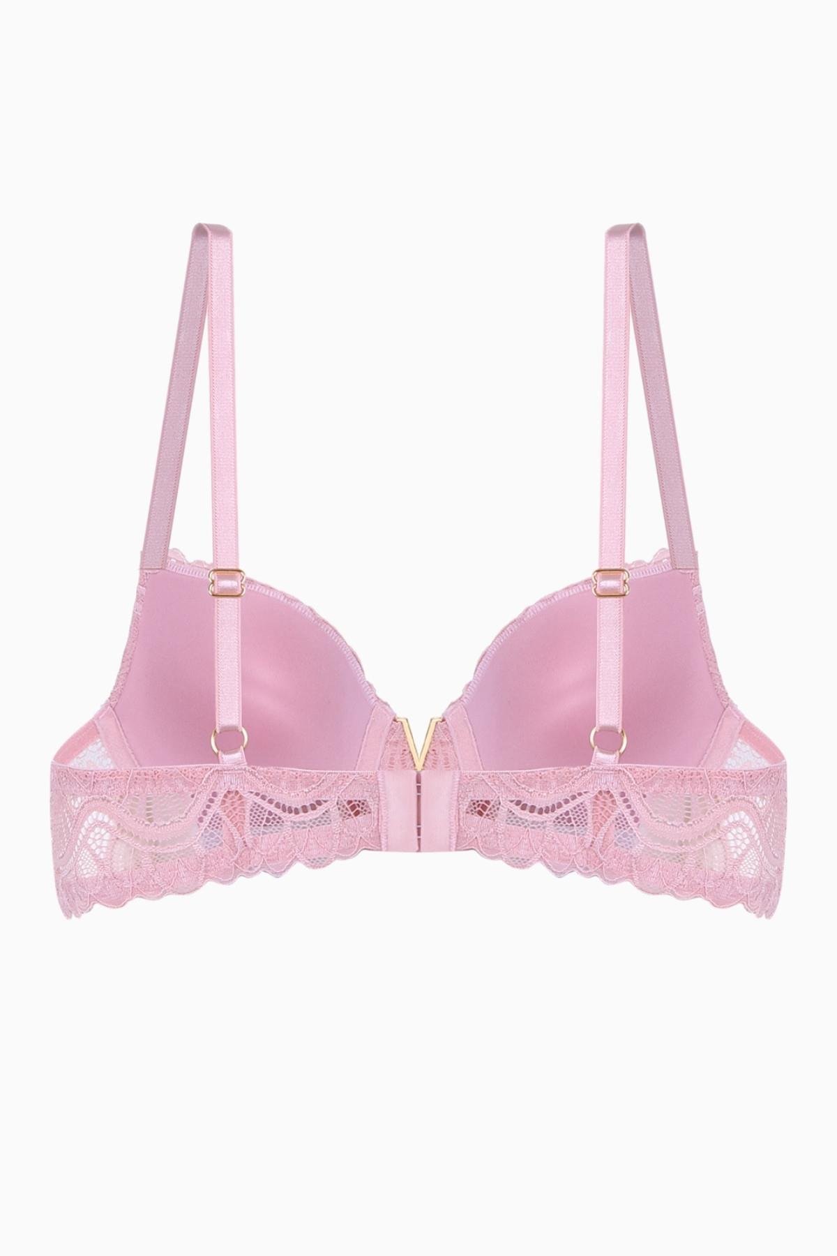 Anna Gold Detaylı Dantelli Sütyen - Push Up - 2568 - Pudra