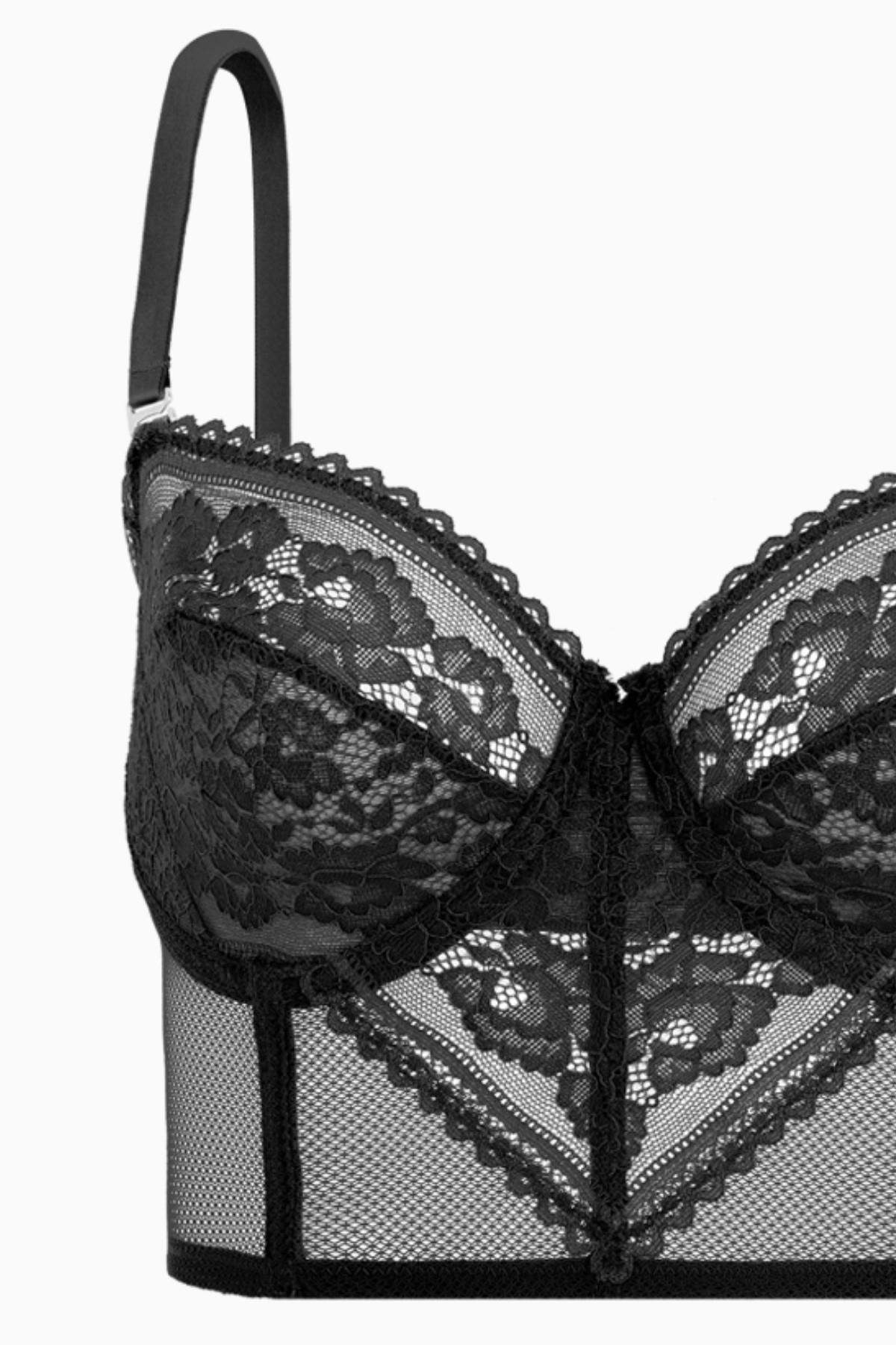 Dantelli Büstiyer Sütyen - Pedsiz - Fashion - 2500 - Siyah