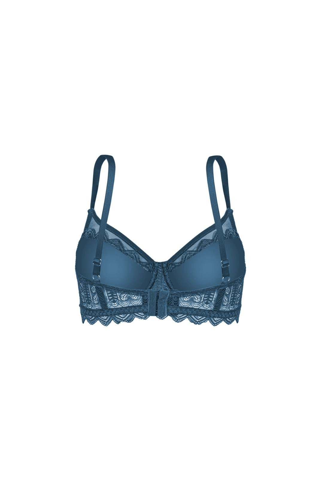 Dantelli Minimizer Sütyen  - Yarı Sünger Destekli, Balenli - Fashion - 2483 - Mavi