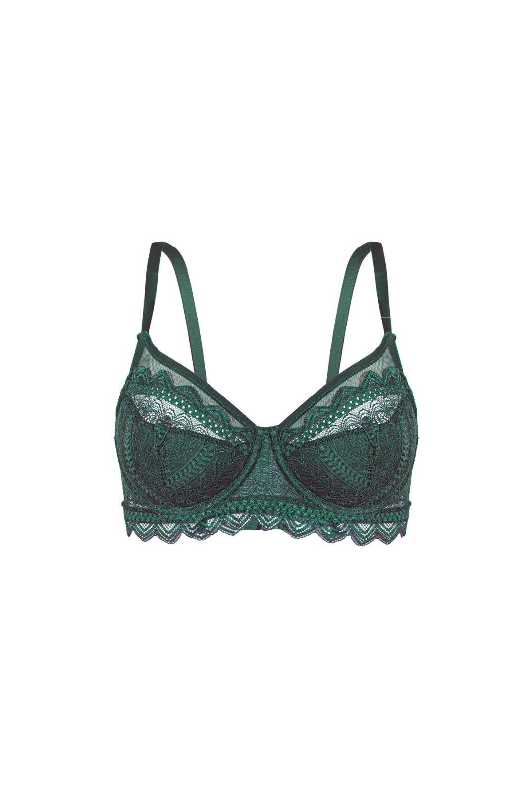Dantelli Minimizer Sütyen - Yarı Sünger Destekli, Balenli - Fashion - 2483 - Yeşil