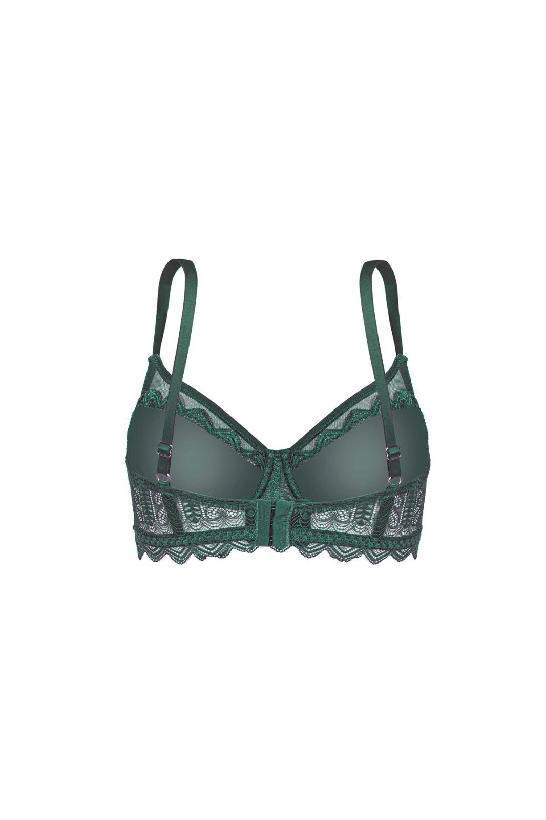 Dantelli Minimizer Sütyen - Yarı Sünger Destekli, Balenli - Fashion - 2483 - Yeşil