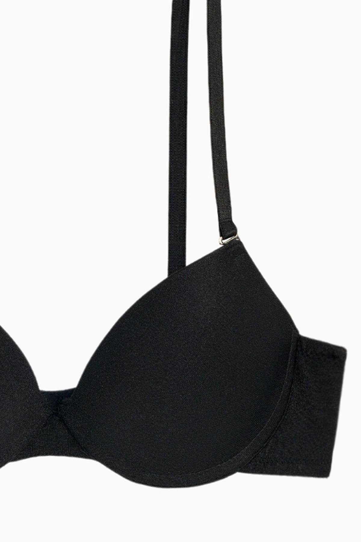 Luna Tak-Çıkar Askılı Mikro Sütyen - Soft Push Up, Yarı Dolgulu - Basic - 2533 - Siyah