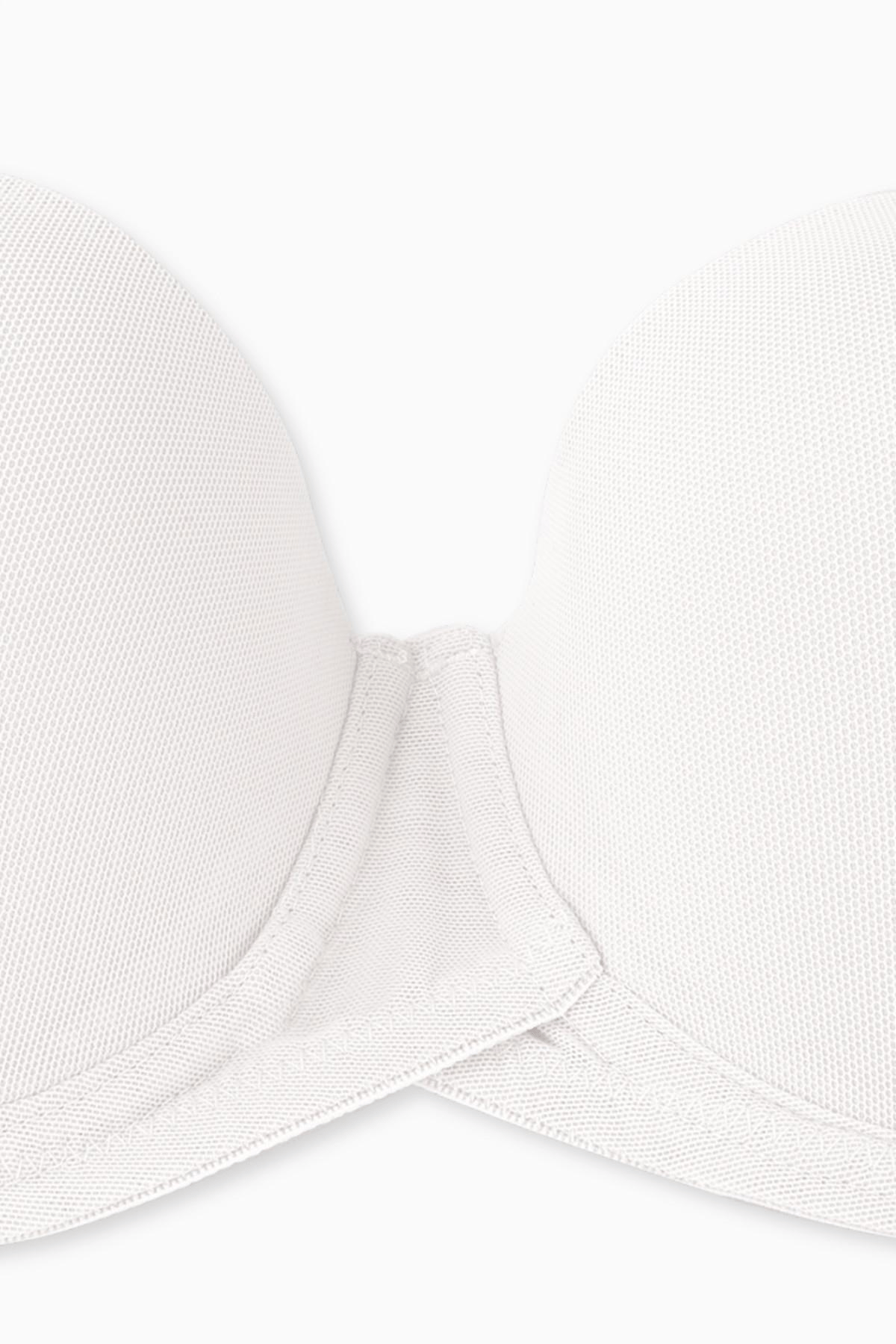Rosali Mesh Kumaş Straplez Sütyen -  Soft Push Up, Yarı Dolgulu - Premium Basic - 2226 - Ekru