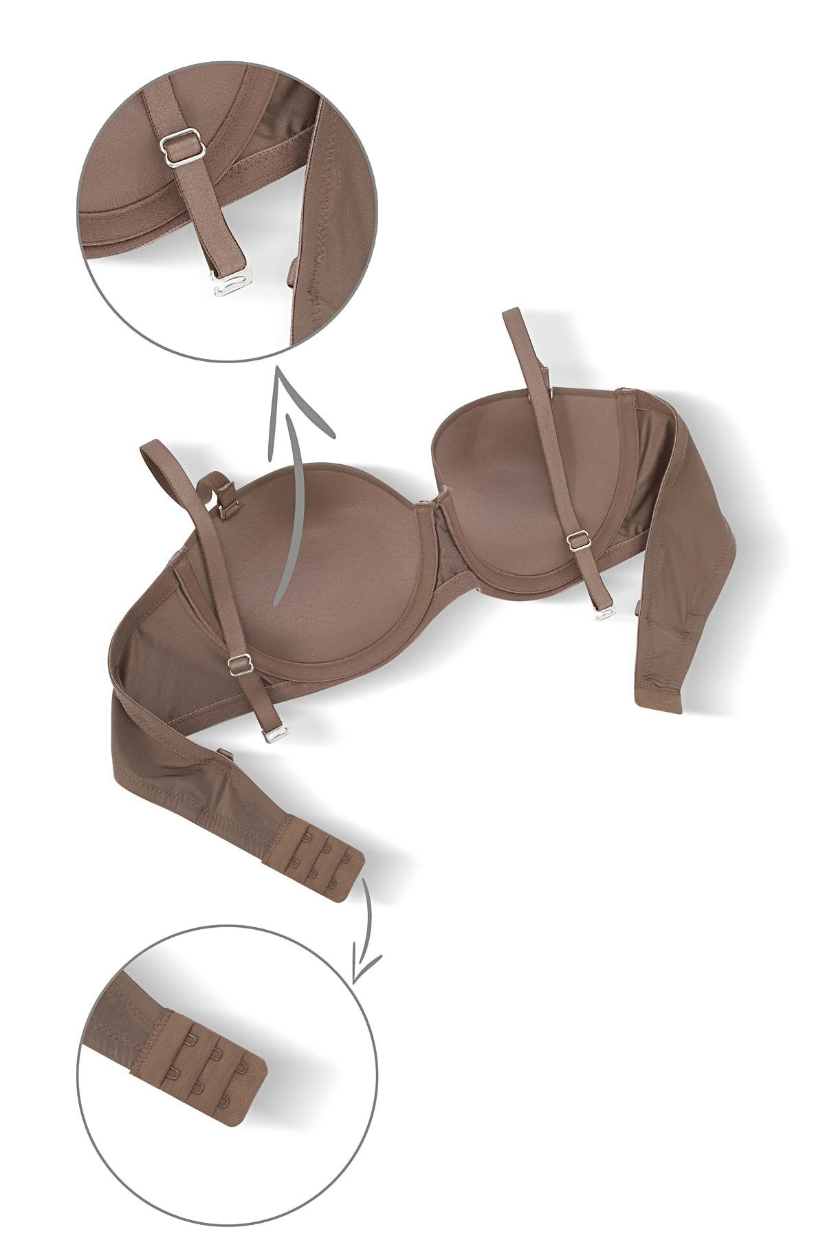 Rosali Tak-Çıkar Askılı Straplez Mikro Sütyen - Push Up, Dolgulu  - Basic - 2539 - Bronz K