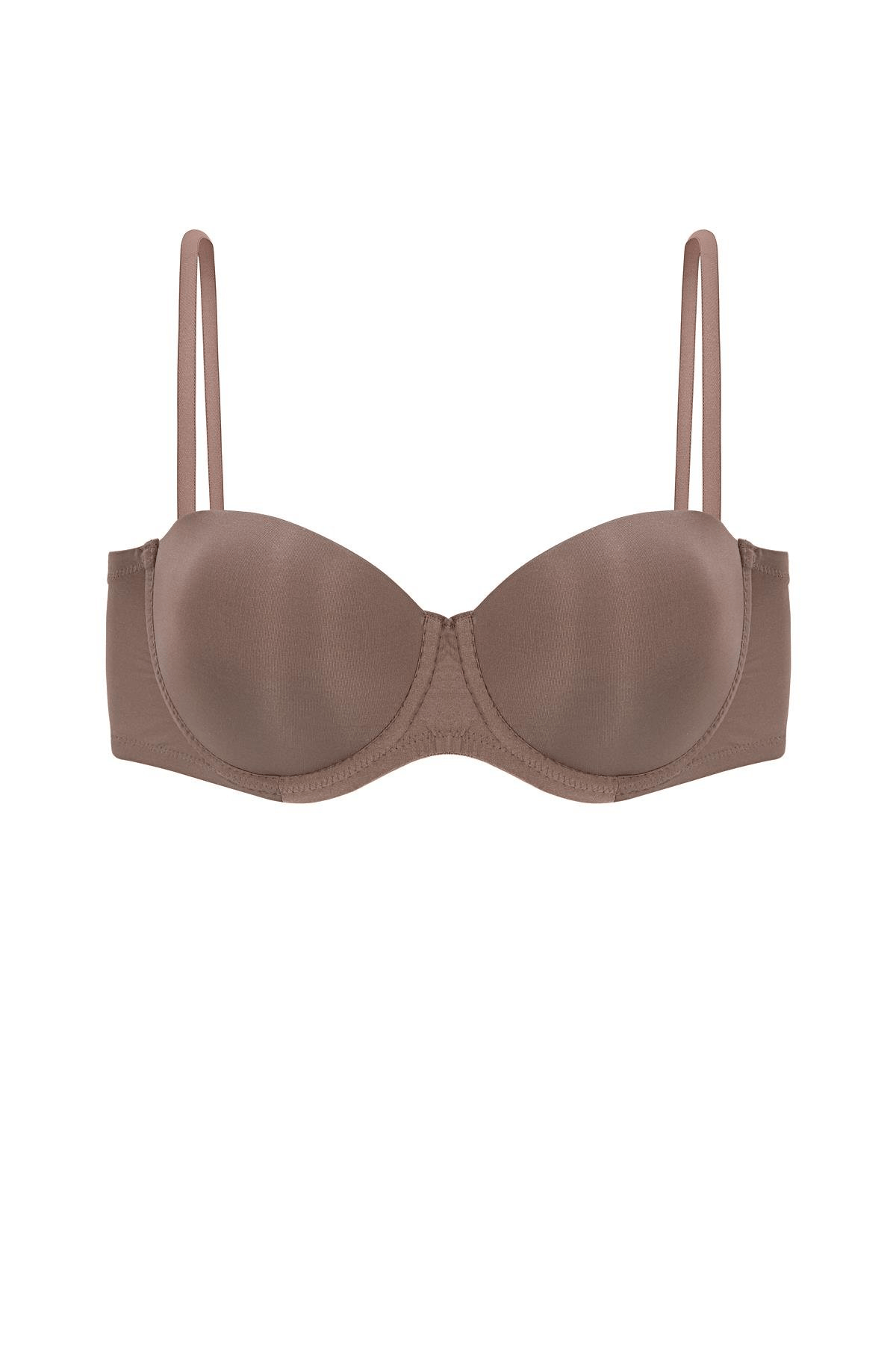 Rosali Tak-Çıkar Askılı Straplez Mikro Sütyen - Push Up, Dolgulu  - Basic - 2539 - Bronz K