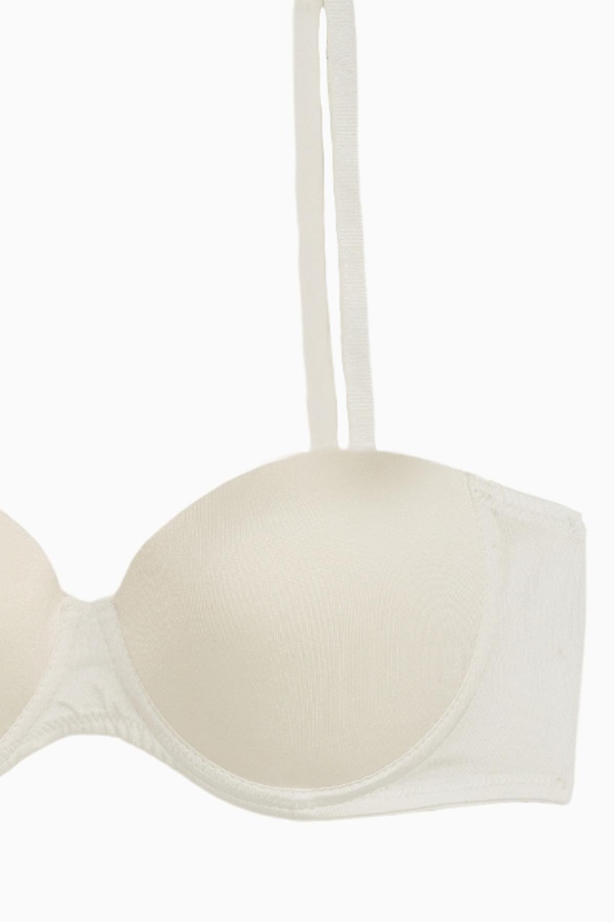 Rosali Tak-Çıkar Askılı Straplez Mikro Sütyen - Push Up, Dolgulu  - Basic - 2539 - Ekru