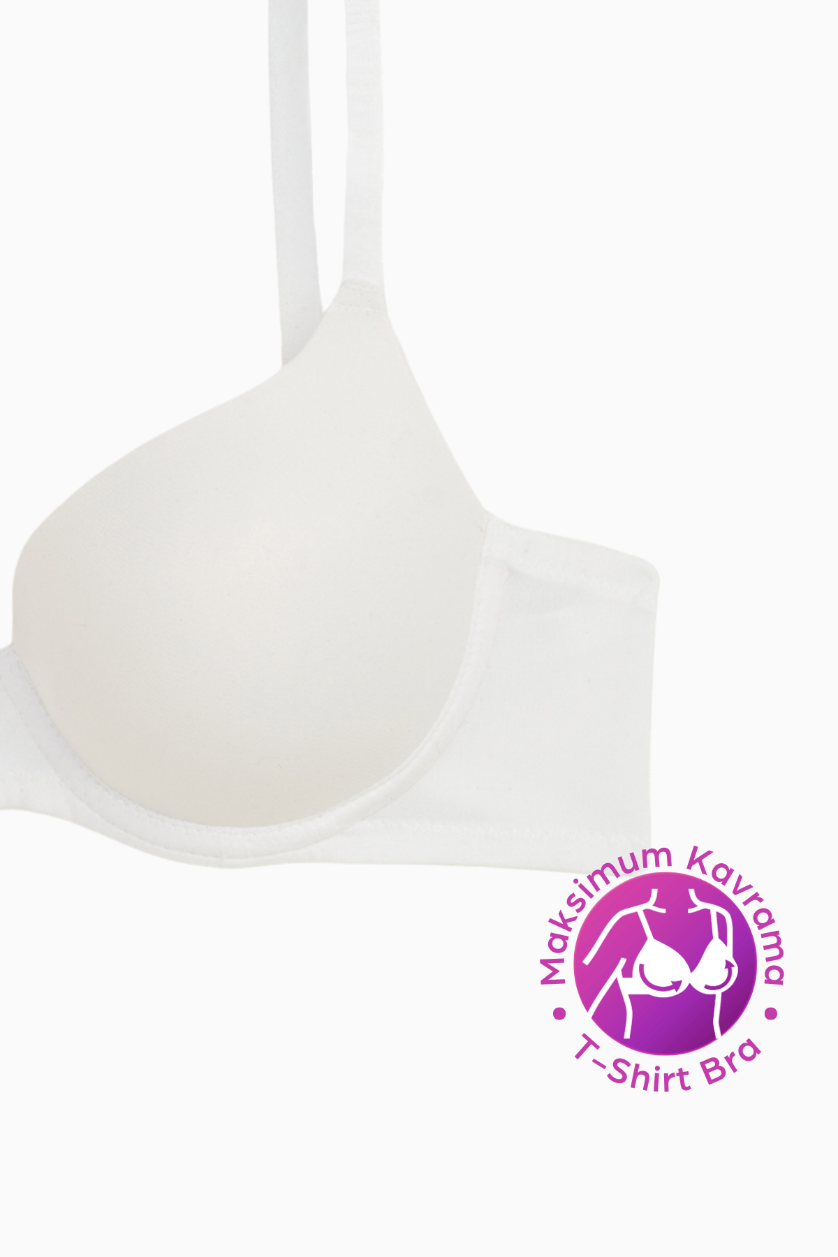 Weweus Eva - T shirt Bra Dolgusuz Maksimum Kavrama ve Kusursuz Form - Sabit Kalın Askı - Beyaz - 2531