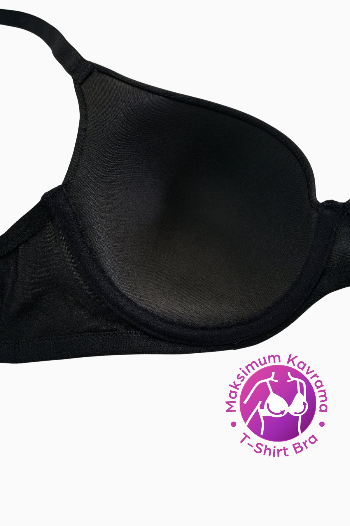 Weweus Eva - T shirt Bra Dolgusuz Maksimum Kavrama ve Kusursuz Form - Sabit Kalın Askı - Siyah - 2531