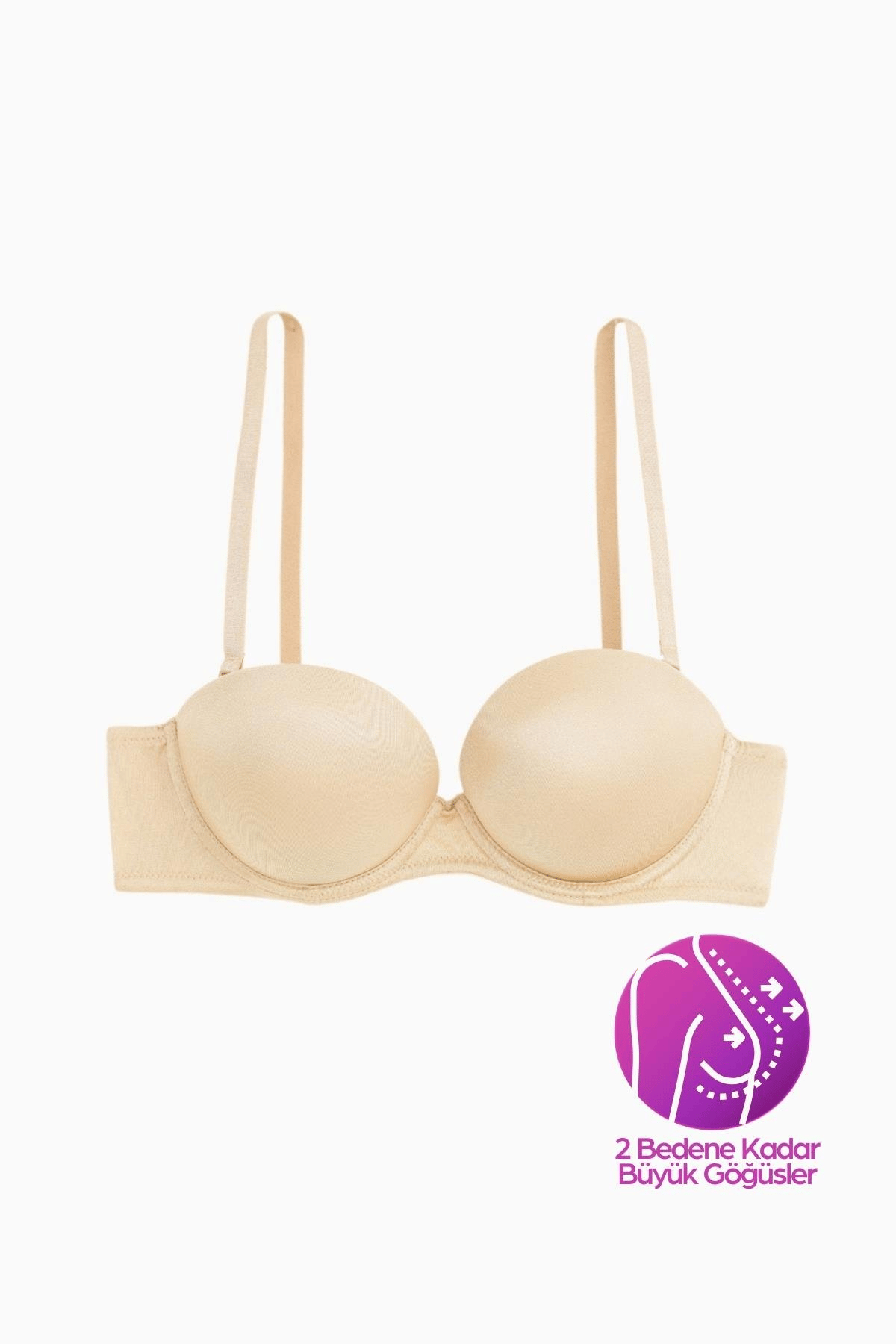 Weweus Olympos Ekstra Dolgulu Double Push Up Straplez - Ten - Mikro Sütyen - 2537
