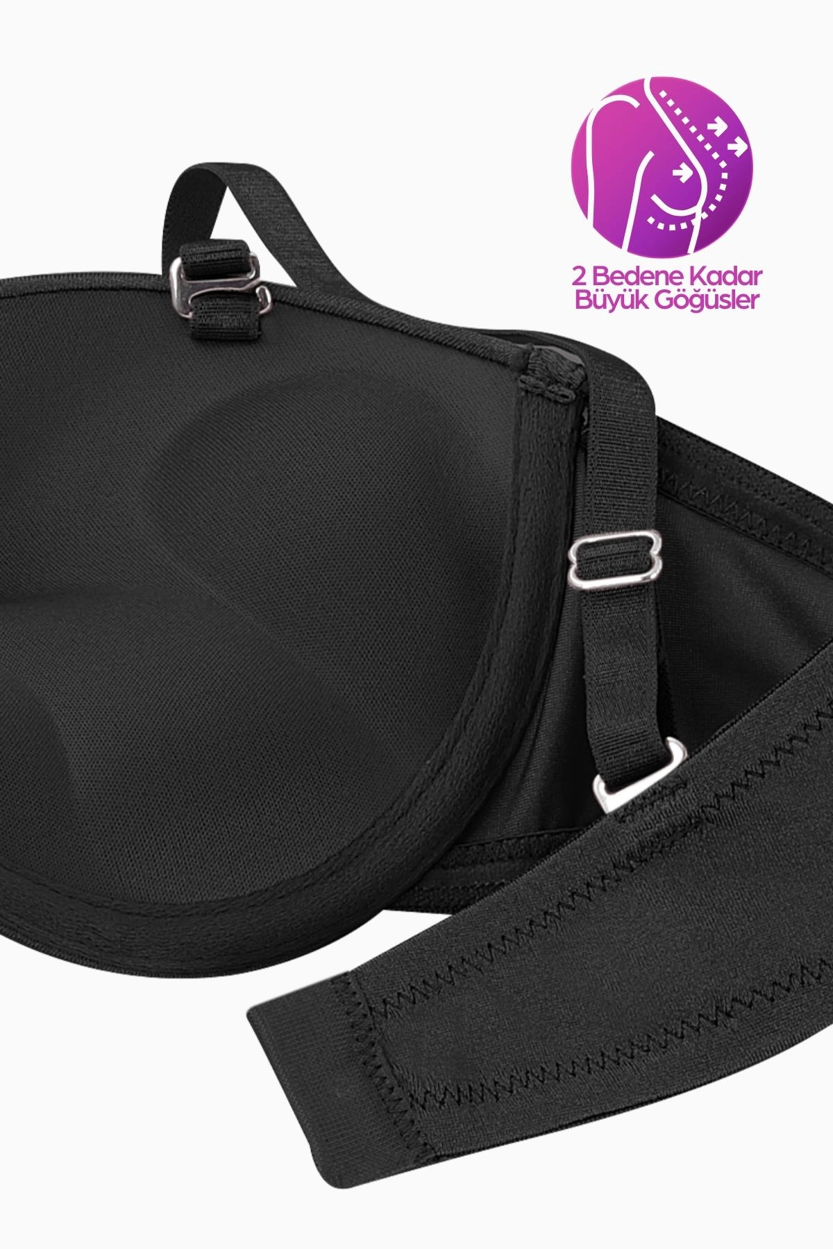 Weweus Olympos Ekstra Dolgulu Double Push Up Straplez - Siyah - Mikro Sütyen - 2537