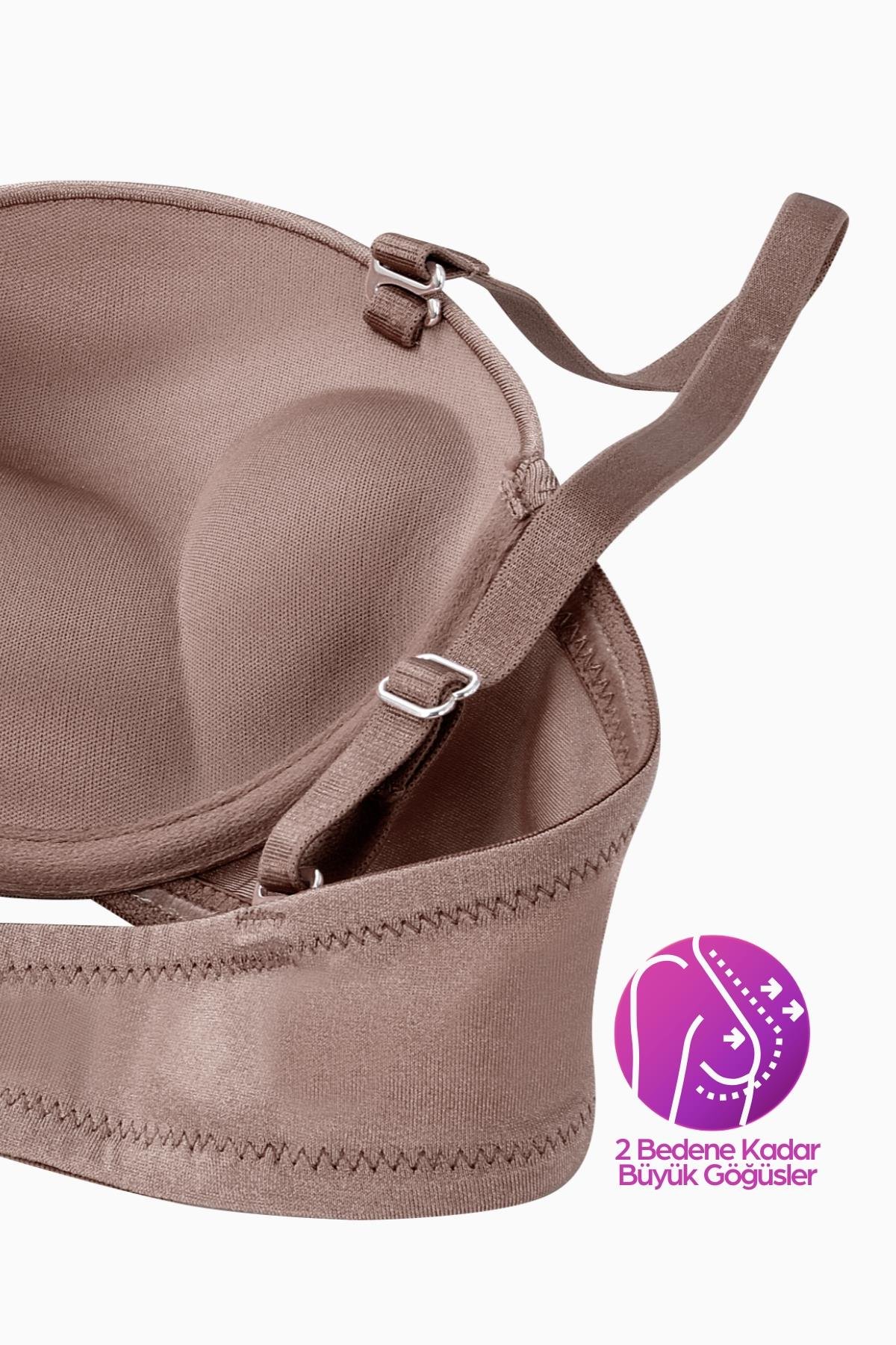 Wonna Olympos Ekstra Dolgulu Double Push Up Straplez - Bronz Kahve - Mikro Sütyen - 2537