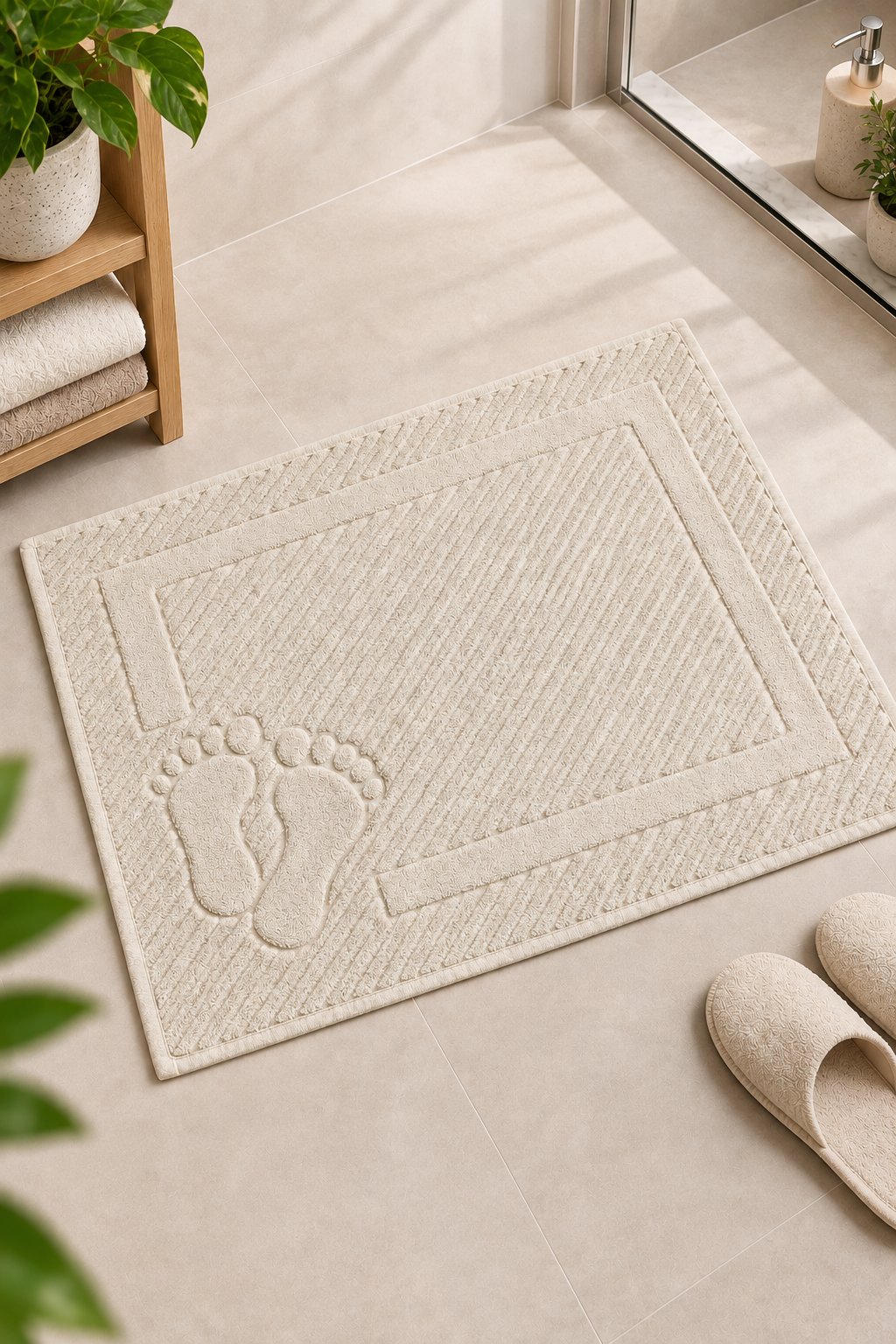ÇetHome Açık Kahve Renk Ayak Havlusu