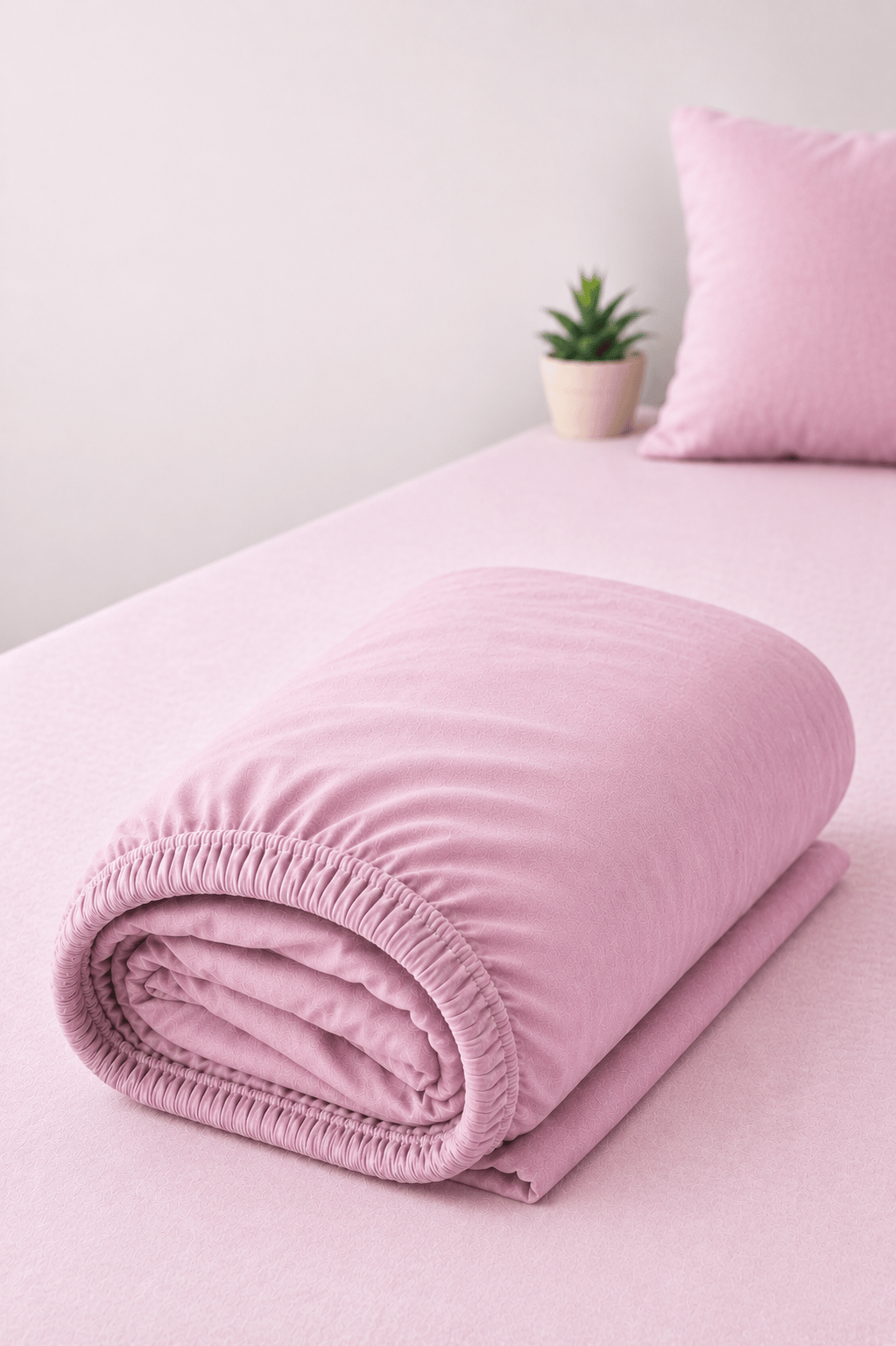 ÇetHome Pamuklu Pembe Lastikli Çift Kişilik Çarşaf 160*200 cm