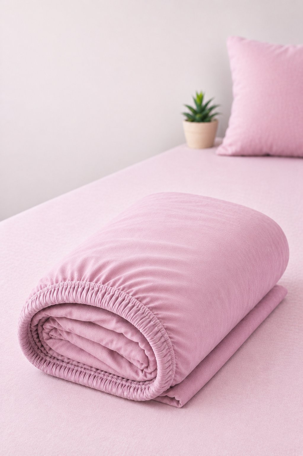ÇetHome Pamuklu Gül Kurusu Lastikli Tek Kişilik Çarşaf 120*200 cm