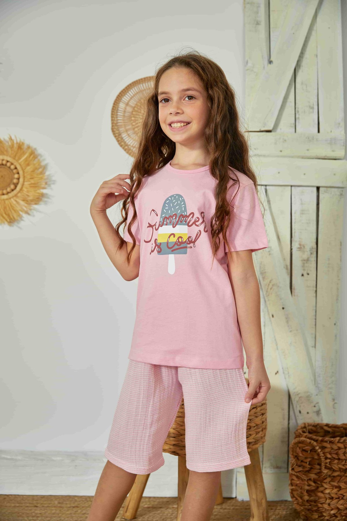 Weweus Pembe Kız Çocuk Pijama Takımı 827