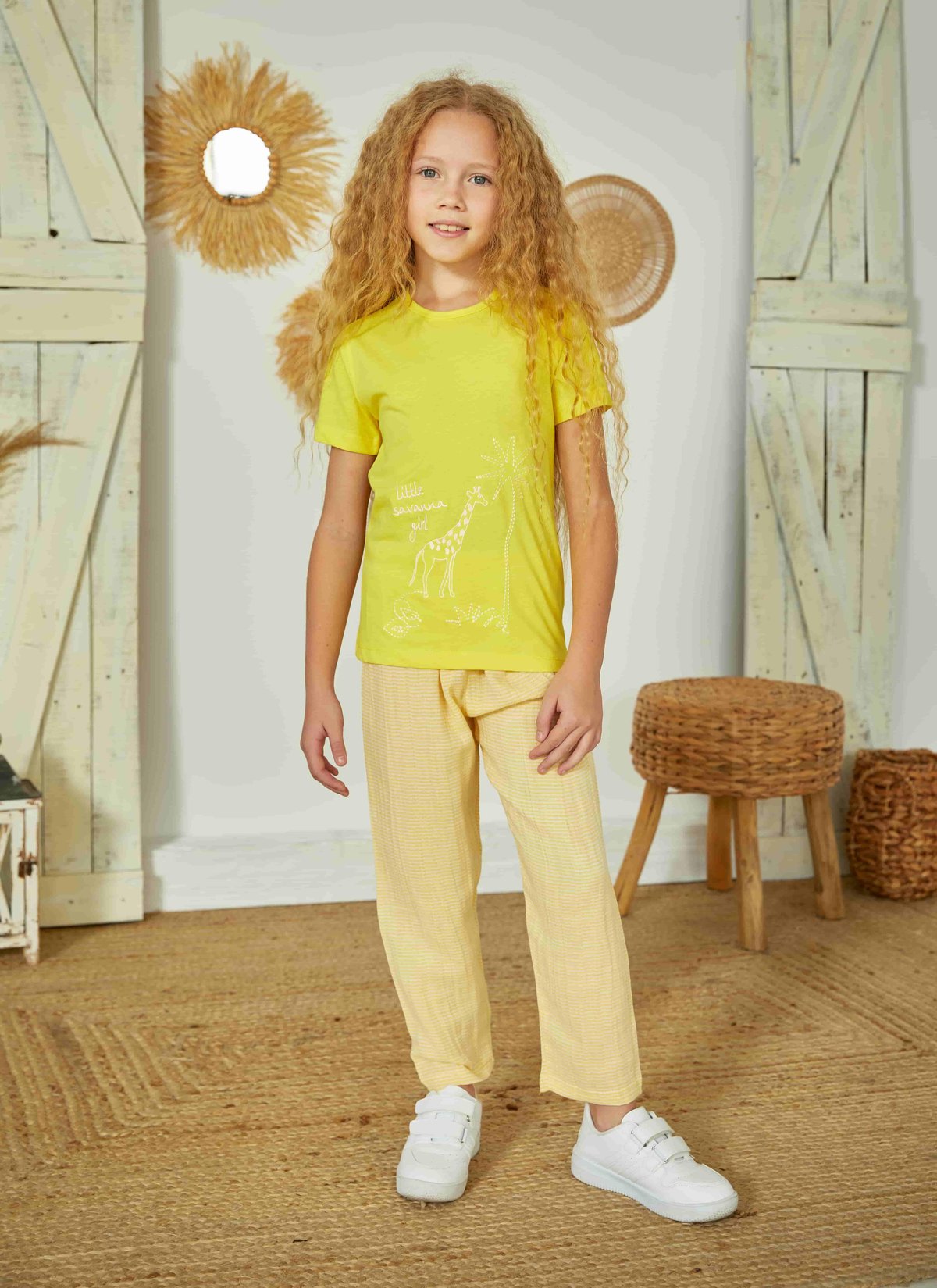 Weweus Sarı Kız Çocuk Pijama Takımı 823
