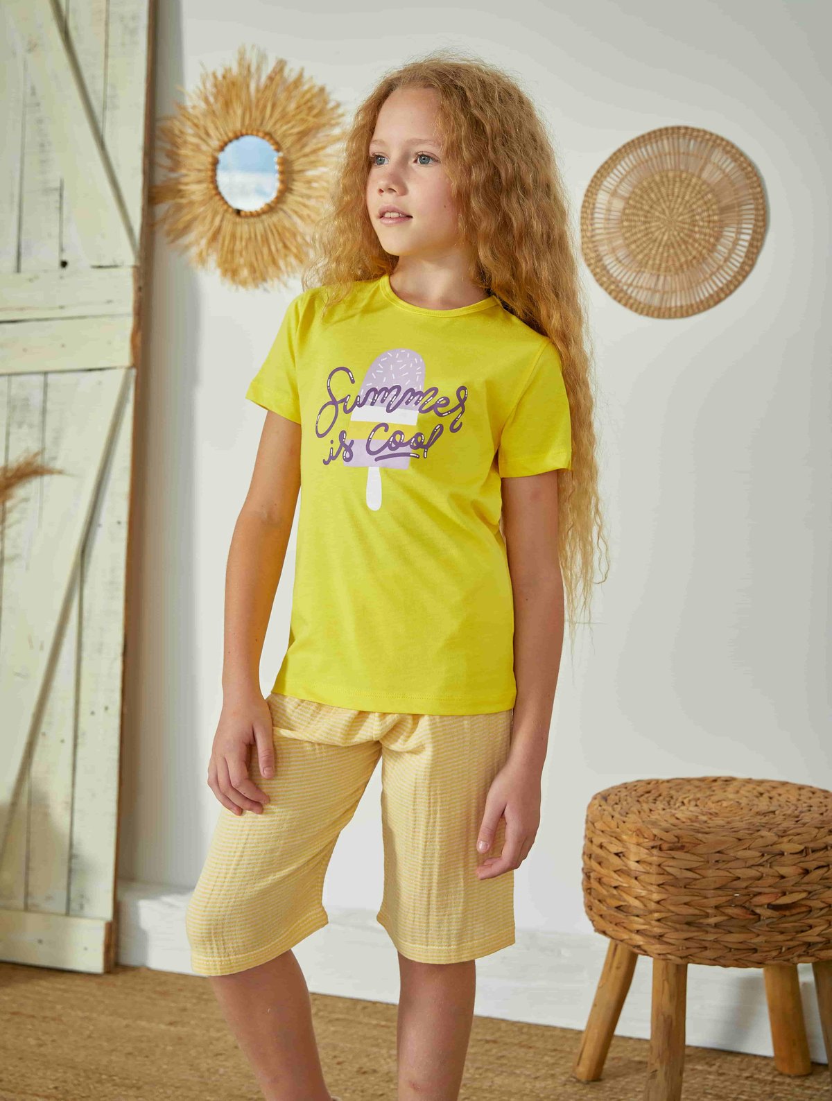 Erdem Weweus Sarı Kız Çocuk Pijama Takımı 827