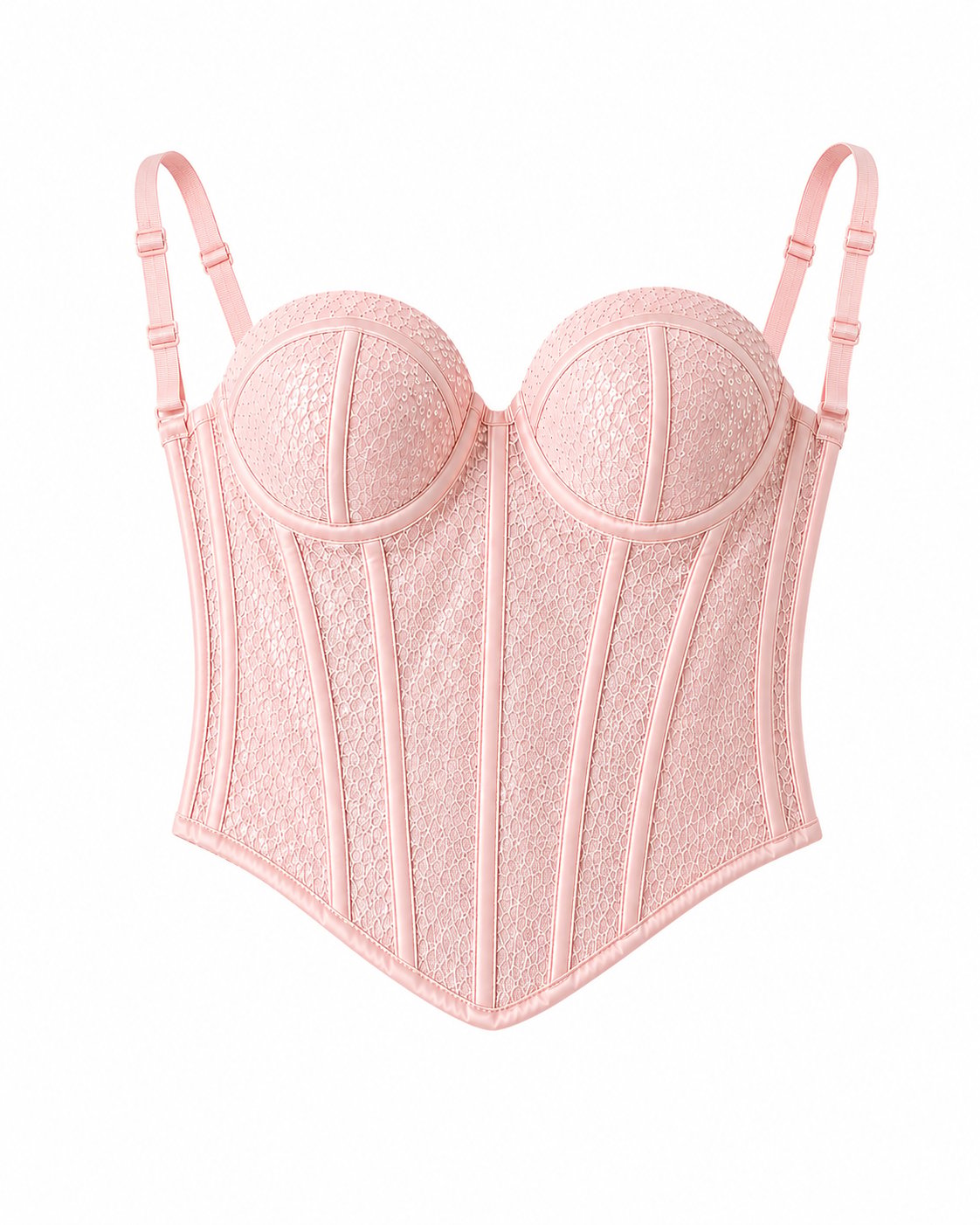 Pembe Renk Pullu Parlak Korse Bustiyer
