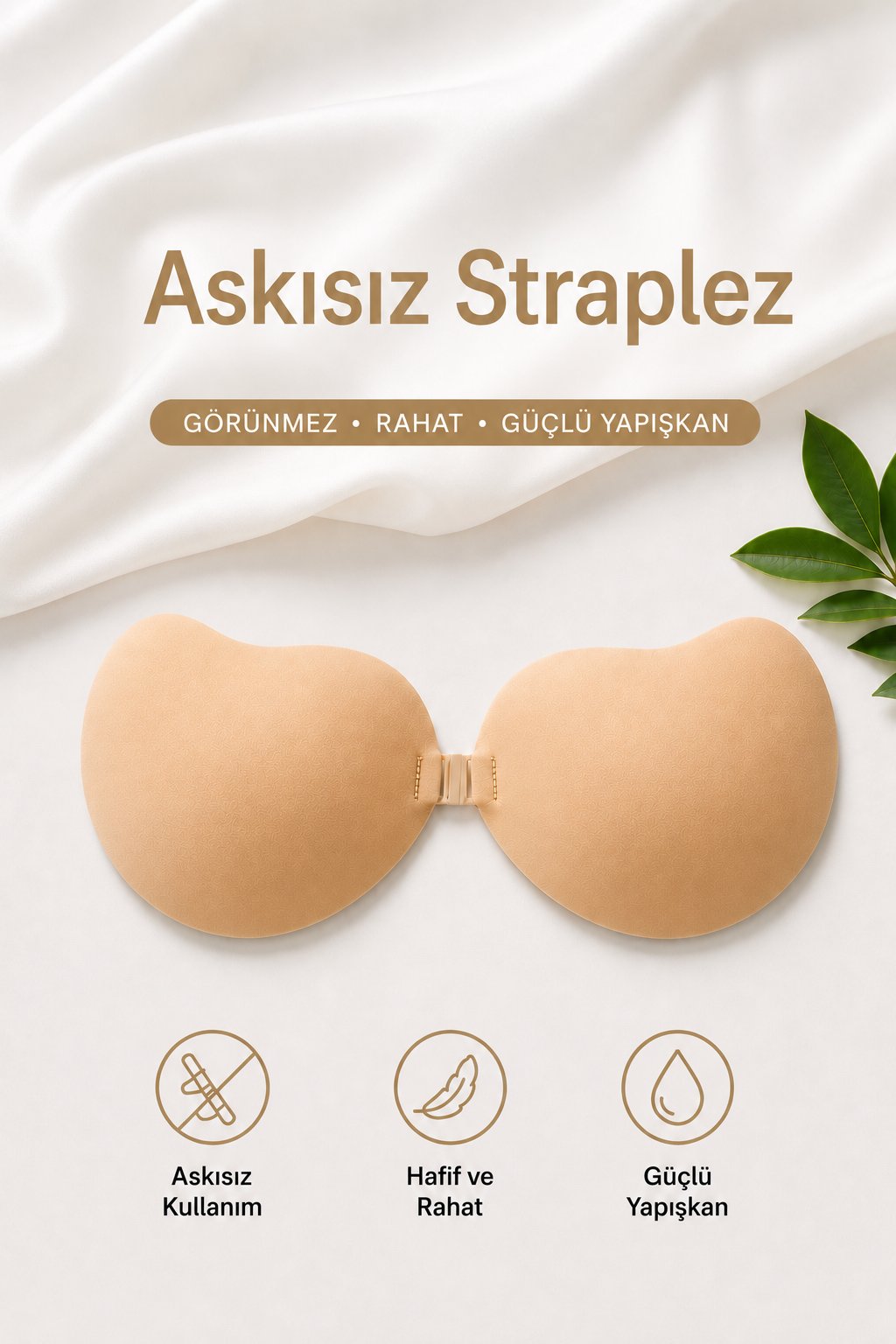 Ten Askısız Straplez Önden Klipsli Yapışkanlı Sütyen