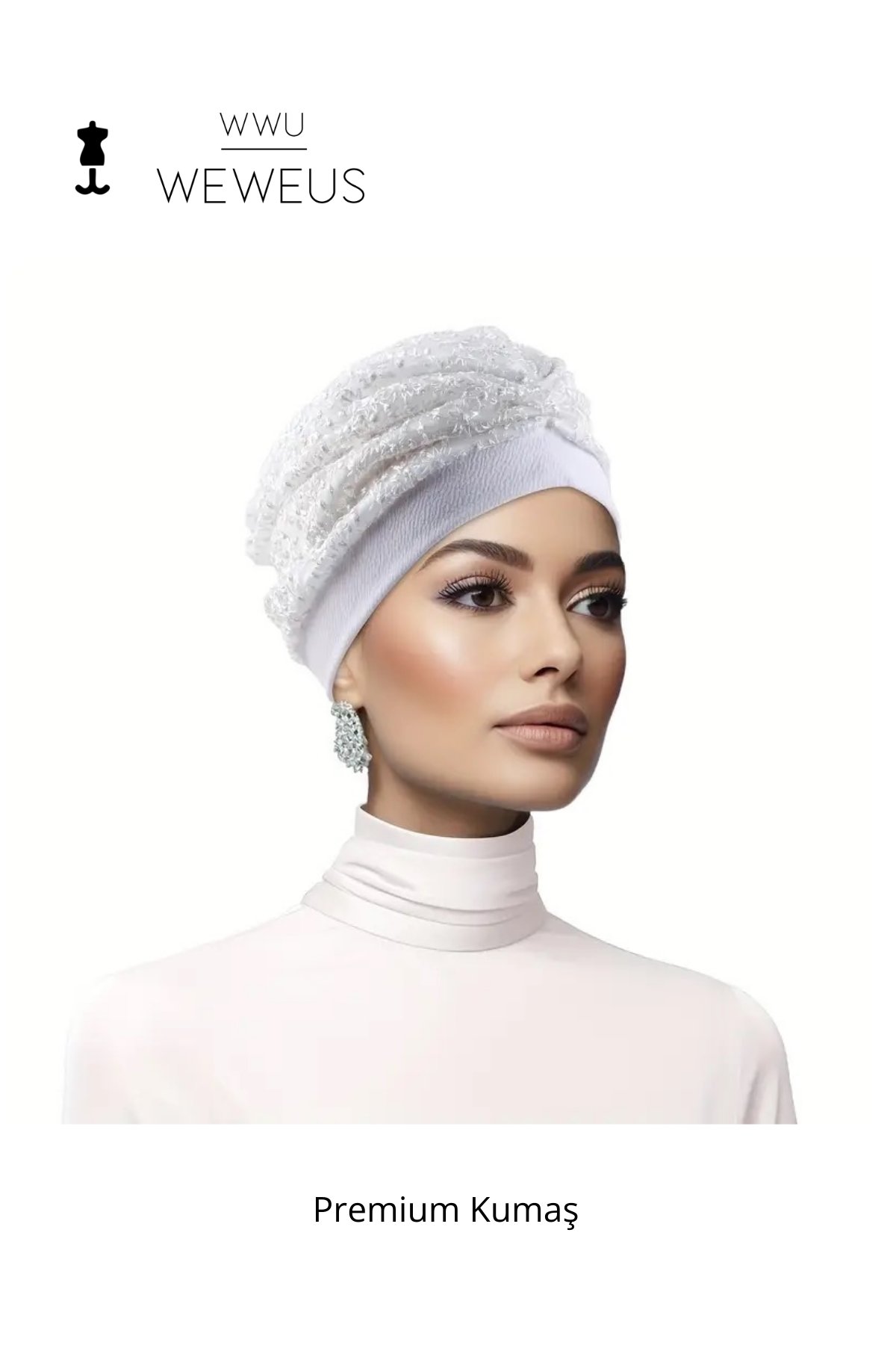 WeWeus Beyaz Çiçek Kabartma Desen Premium Kadın Bone