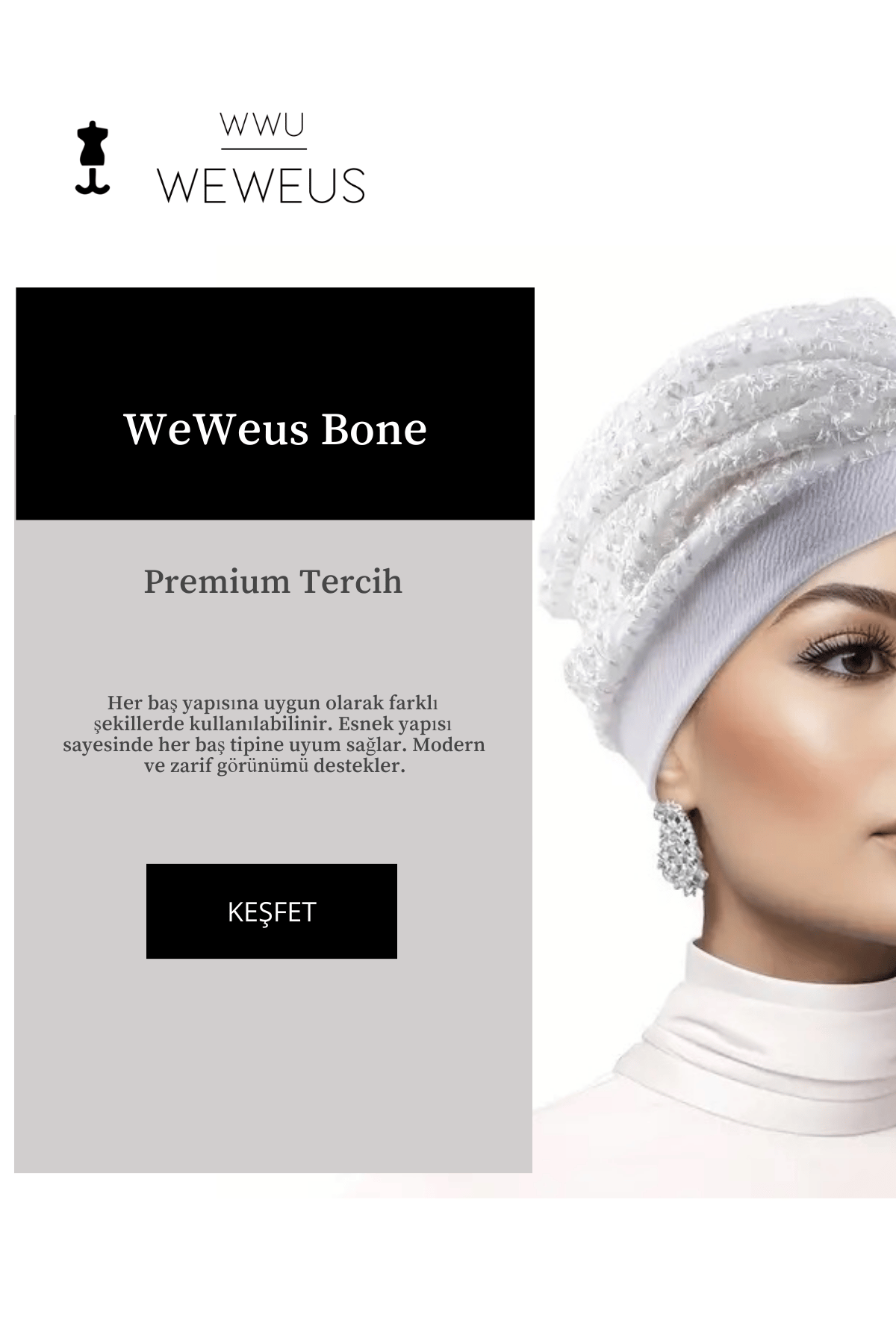 WeWeus Beyaz Çiçek Kabartma Desen Premium Kadın Bone