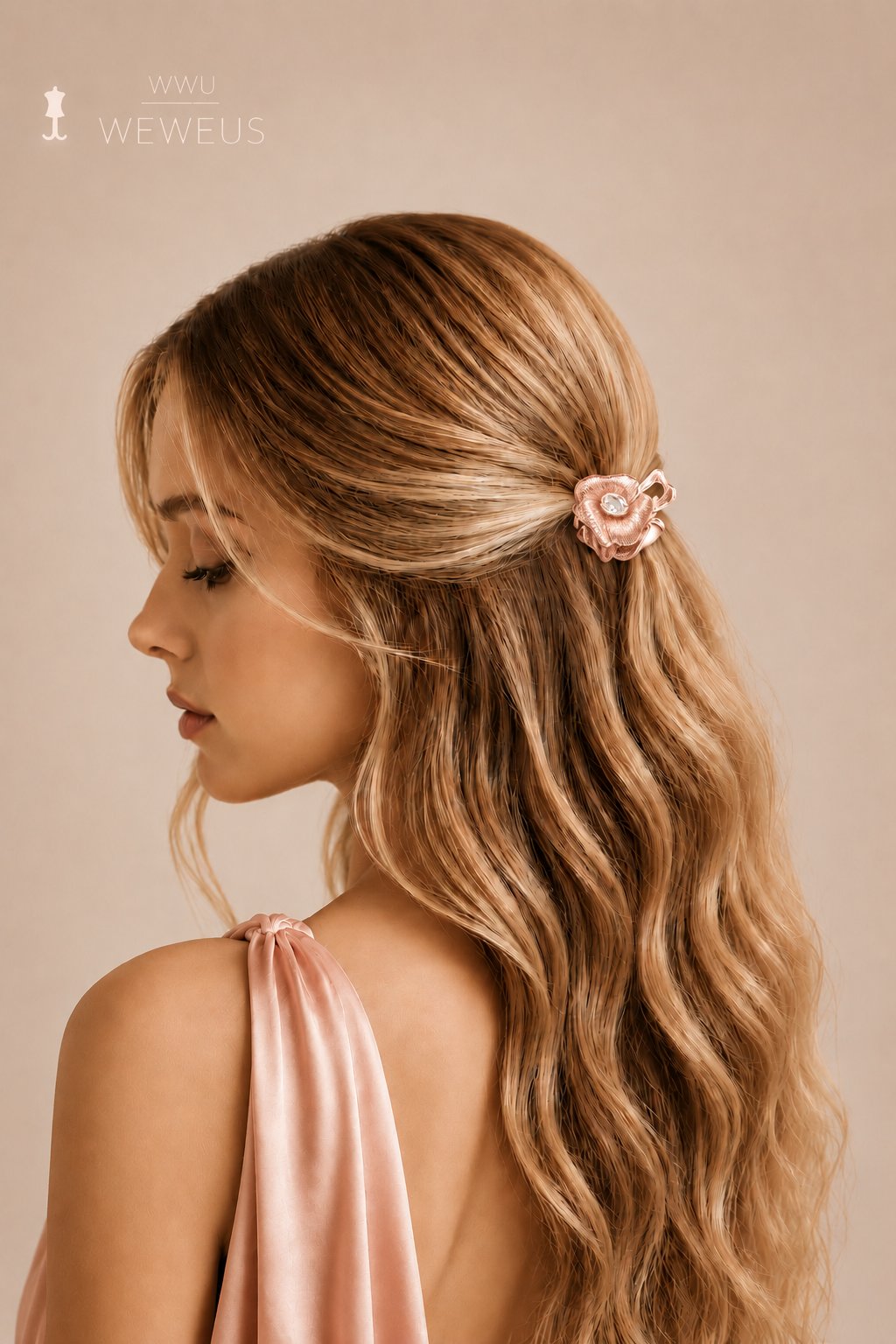 WeWeus Çiçek Taşlı Rose Metal Mini Premium Mandal Toka