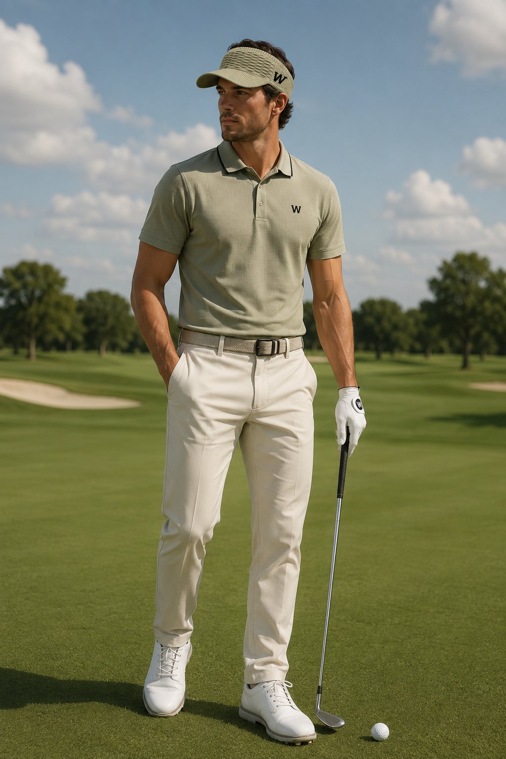 WeWeus Kadın  Erkek Unisex Açık Fıstık Yeşili W Nakışlı Uv Korumalı Tenis Golf Vizör Yazlık Şapka