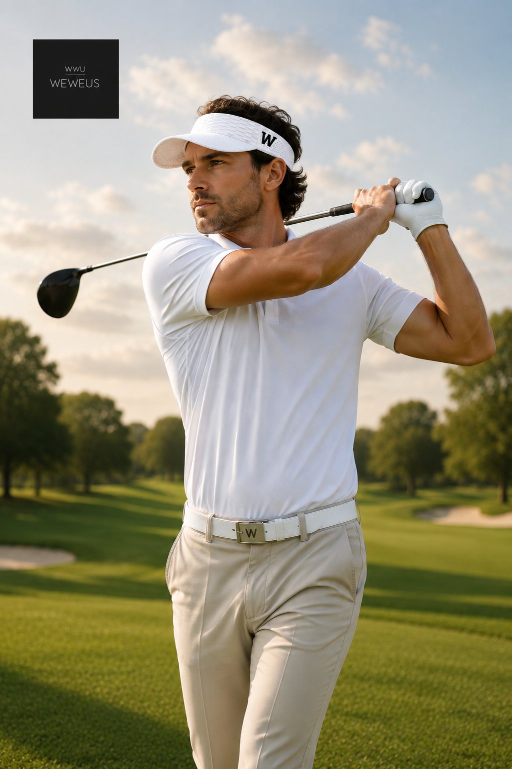 WeWeus Kadın Erkek Unisex Beyaz W Nakışlı Uv Korumalı Tenis Golf Vizör Yazlık Şapka